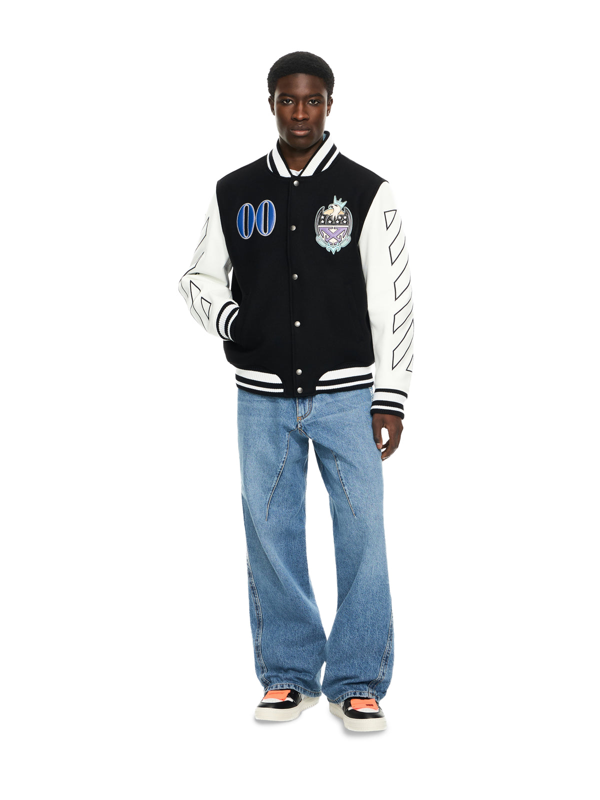 OFF WHITE Royal Jewels Varsity Jacket BLACK 44XJA122S26L001