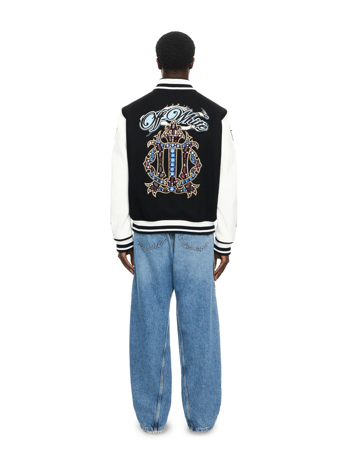 OFF WHITE Royal Jewels Varsity Jacket BLACK 44XJA122S26L001