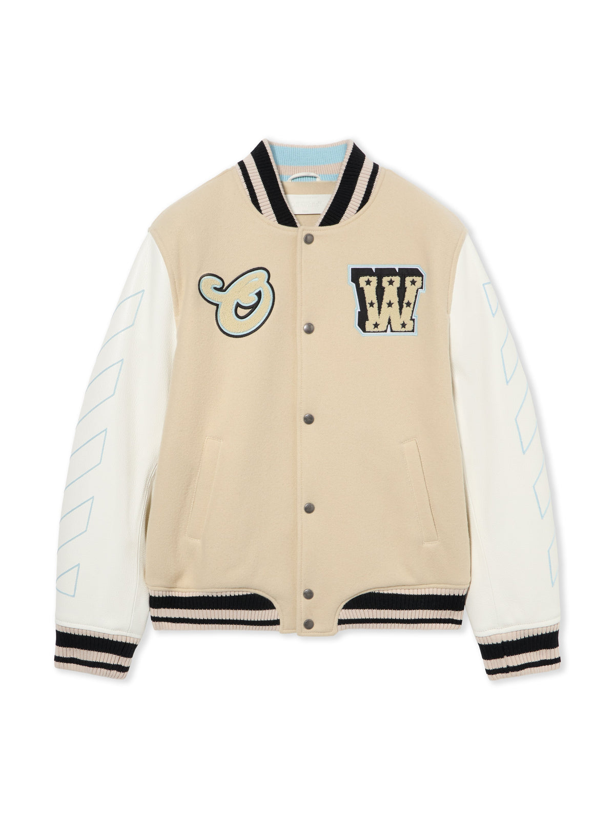 OFF WHITE Star Logo Varsity Jacket CREAM 44XJA122S26L002