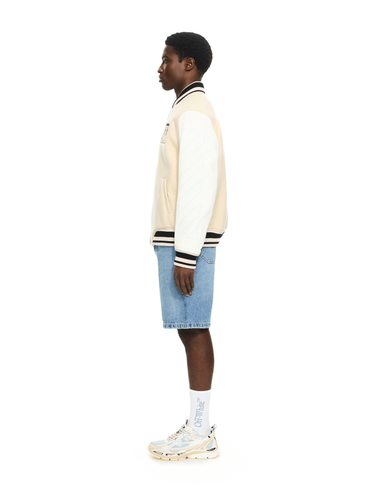 OFF WHITE Star Logo Varsity Jacket CREAM 44XJA122S26L002