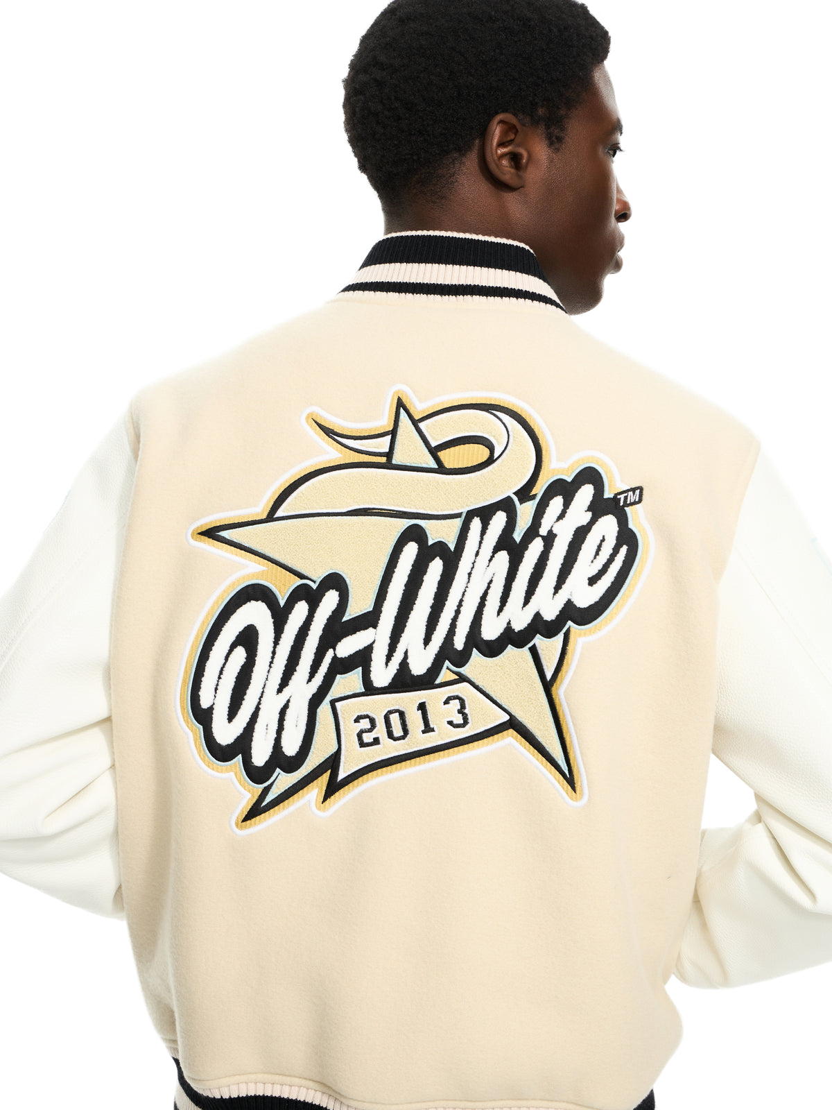OFF WHITE Star Logo Varsity Jacket CREAM 44XJA122S26L002