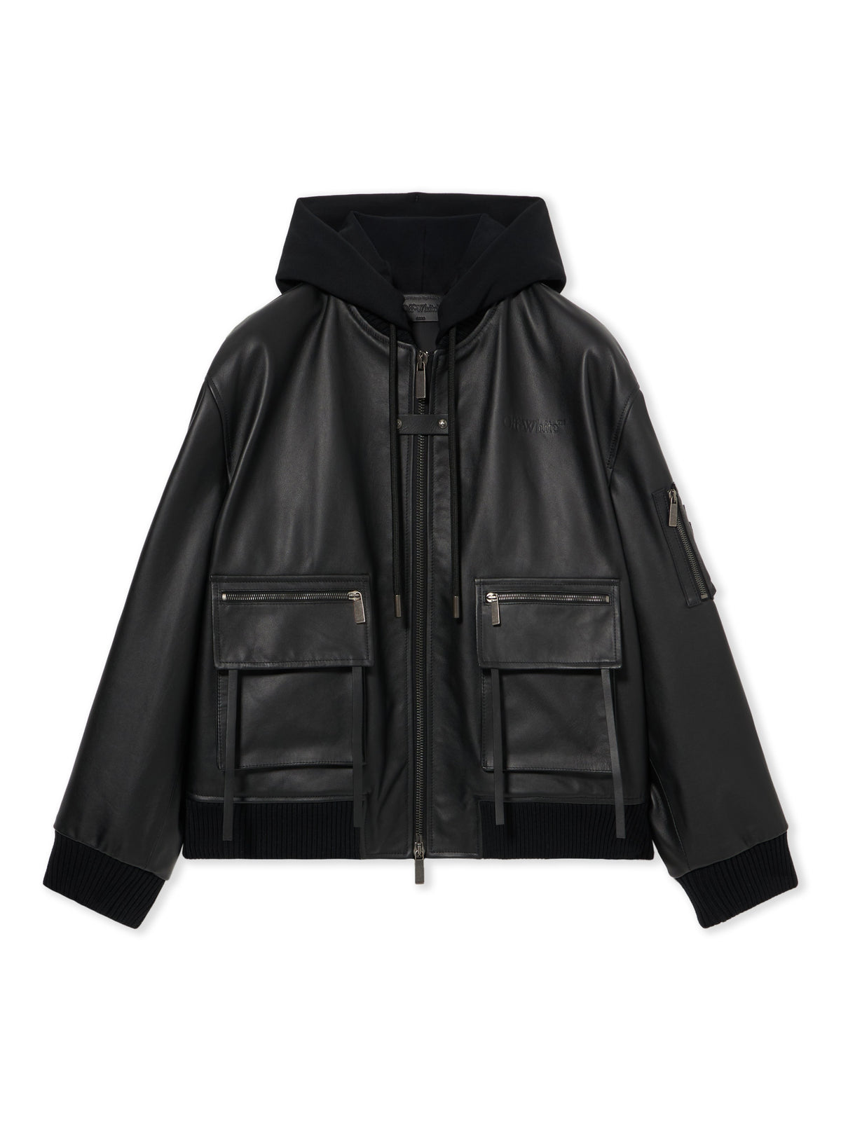 OFF WHITE Book Fleece Hoodie Bomber BLACK 44XJA13SS26L001