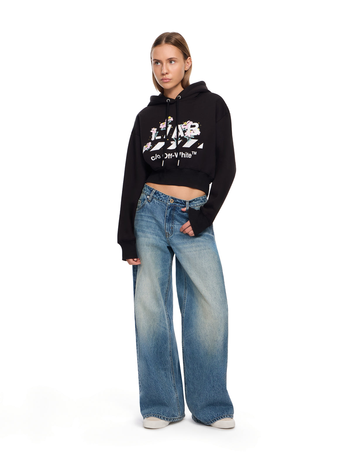 L/AB Crystal Embellished Cropped Hoodie