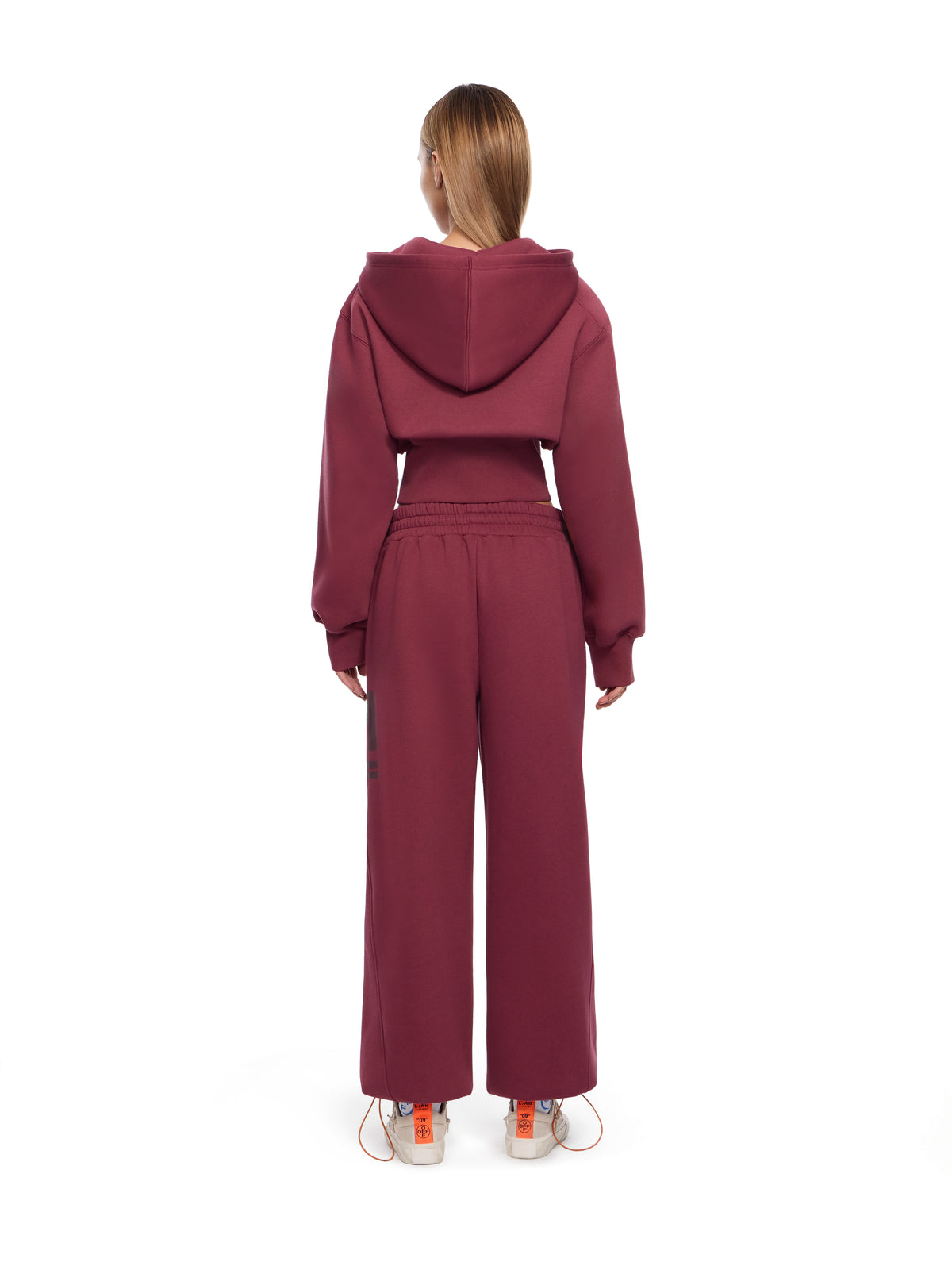 LAB L/AB Logo Cropped Boxy Jacket Burgundy LABF2639G00040T
