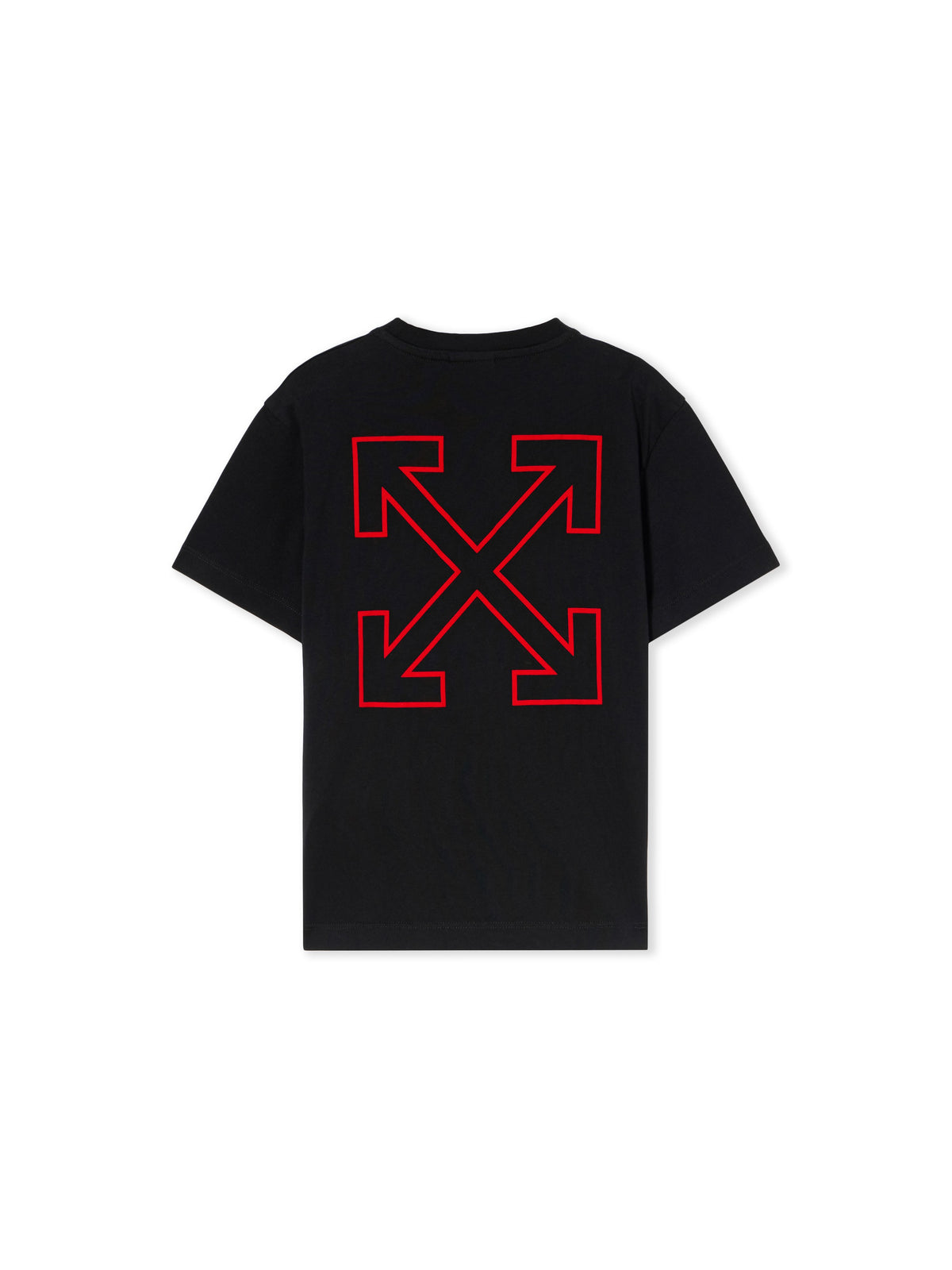 OFF WHITE Arrow Outline Flock Logo T-Shirt BLACK - RED OBAA002F25JER00D