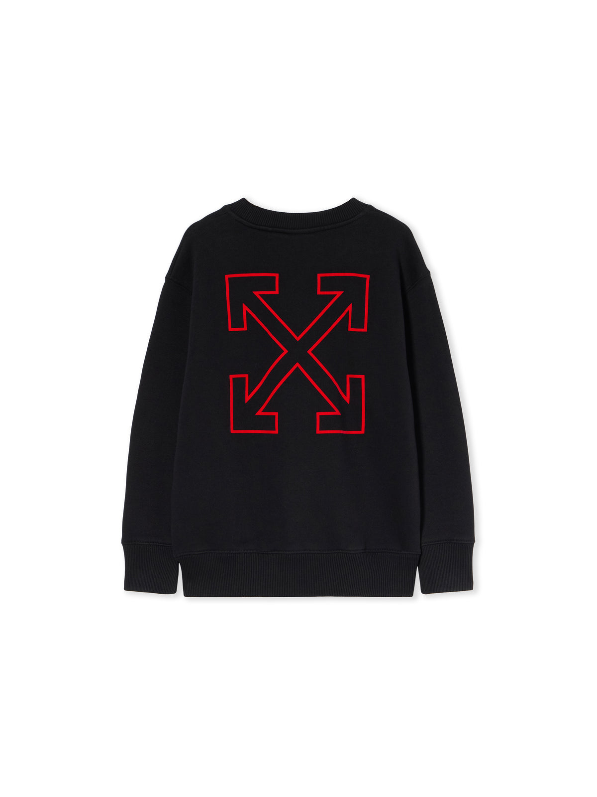 OFF WHITE Arrow Outline Flock Crew Sweatshirt BLACK - RED OBBA001F25FLE007
