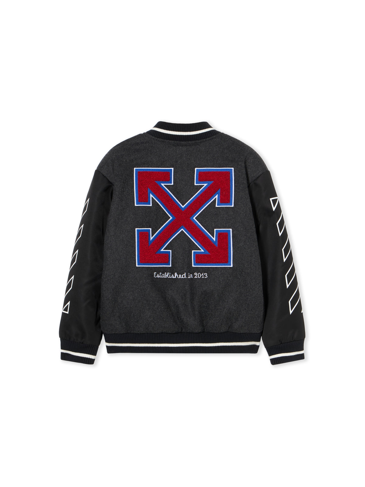 OFF WHITE Terry Patch Varsity Jacket DARK GREY - RED OBEH001F25FAB001