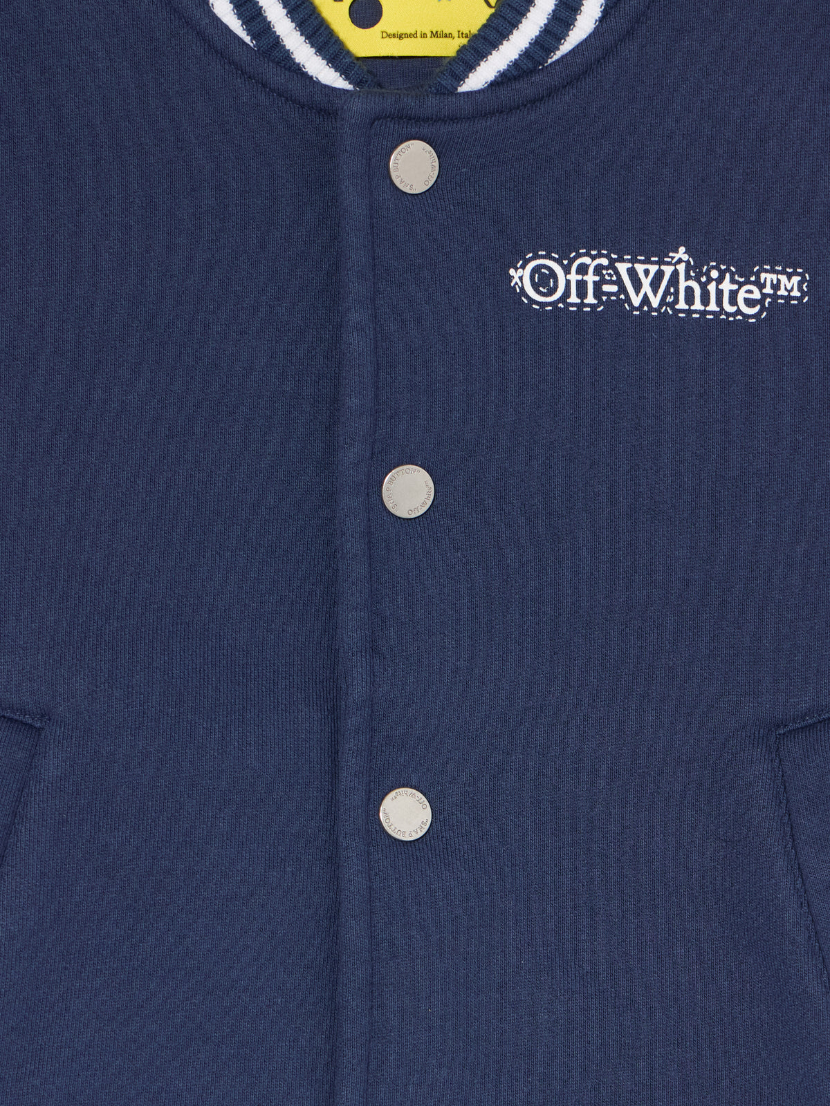 OFF WHITE Arrow Dotline Varsity Jacket NAVY BLUE - WHITE OBEH004F25FLE001