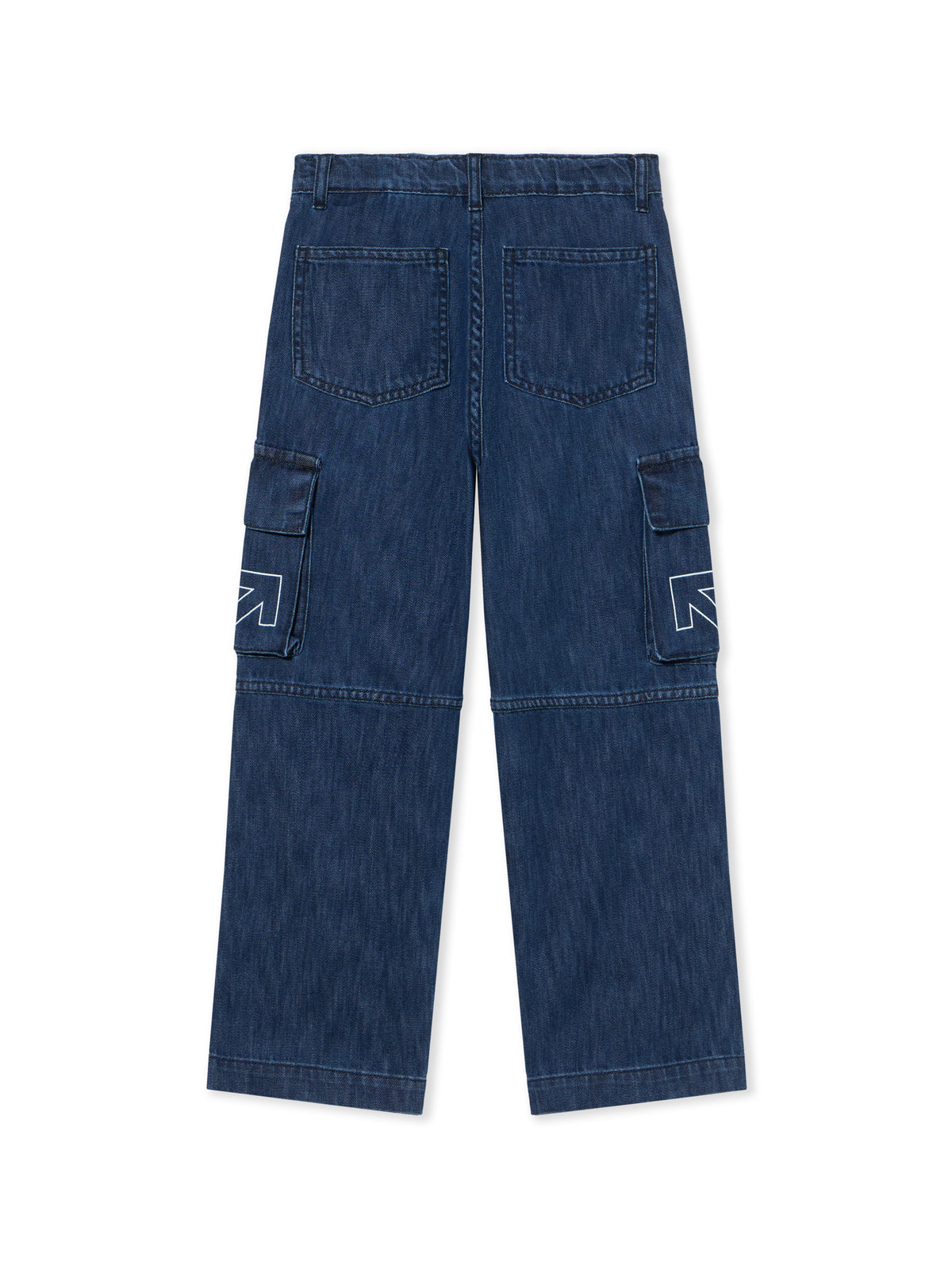 OFF WHITE Type Logo Denim Cargo Pants INDIGO - WHITE OBYB002F25DEN001