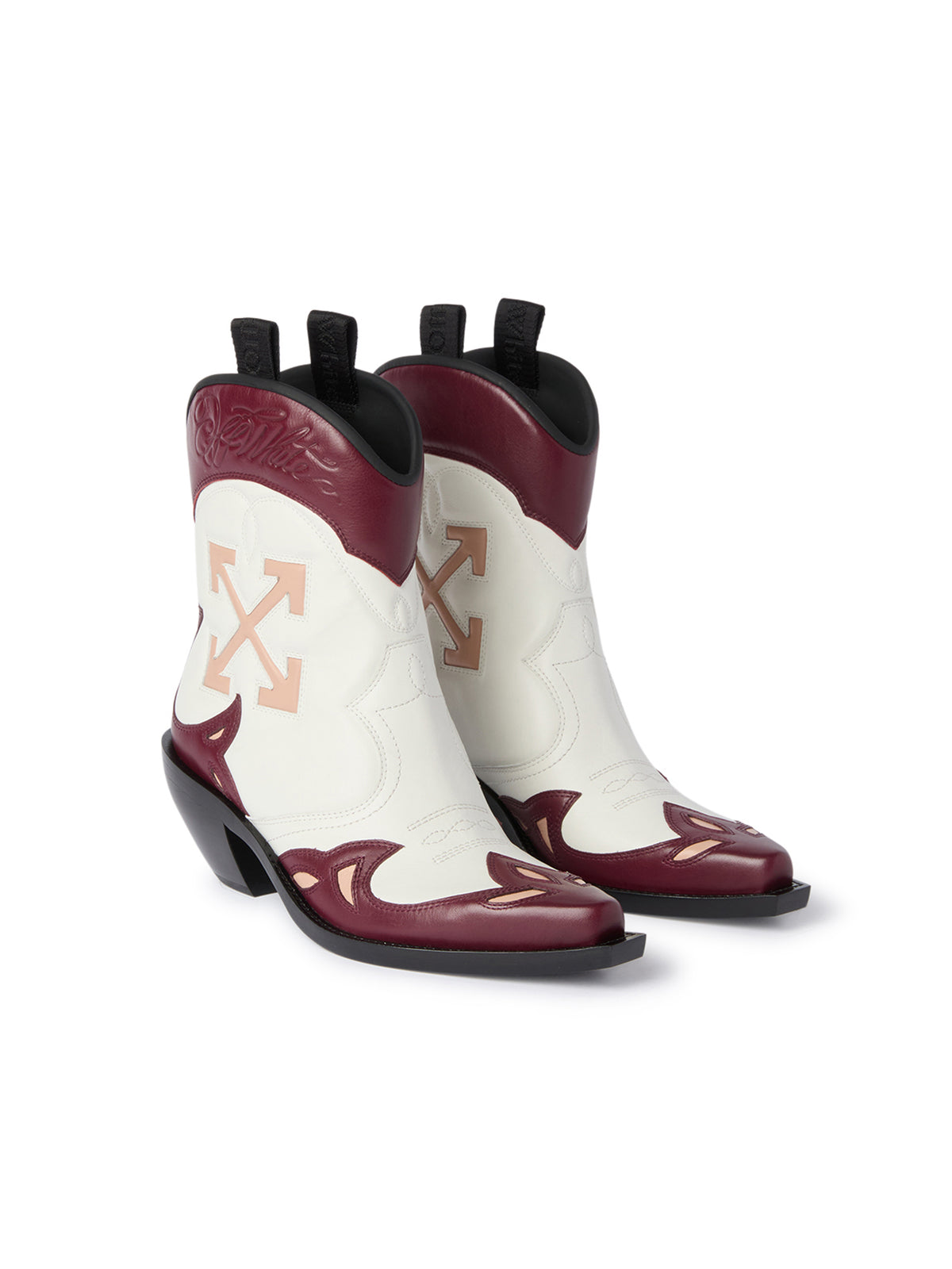 OFF WHITE Santiago Texan Ankle Boots OFF WHITE/BURGUNDY OF06091101