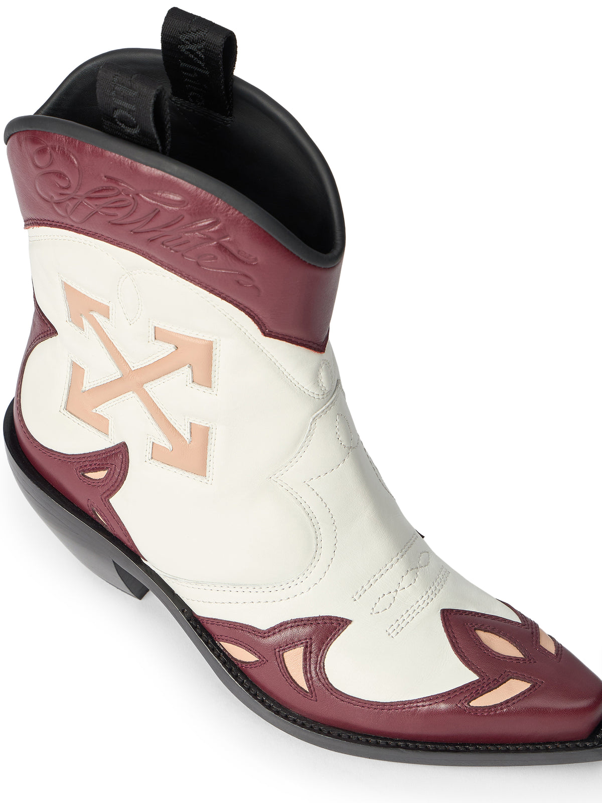 OFF WHITE Santiago Texan Ankle Boots OFF WHITE/BURGUNDY OF06091101