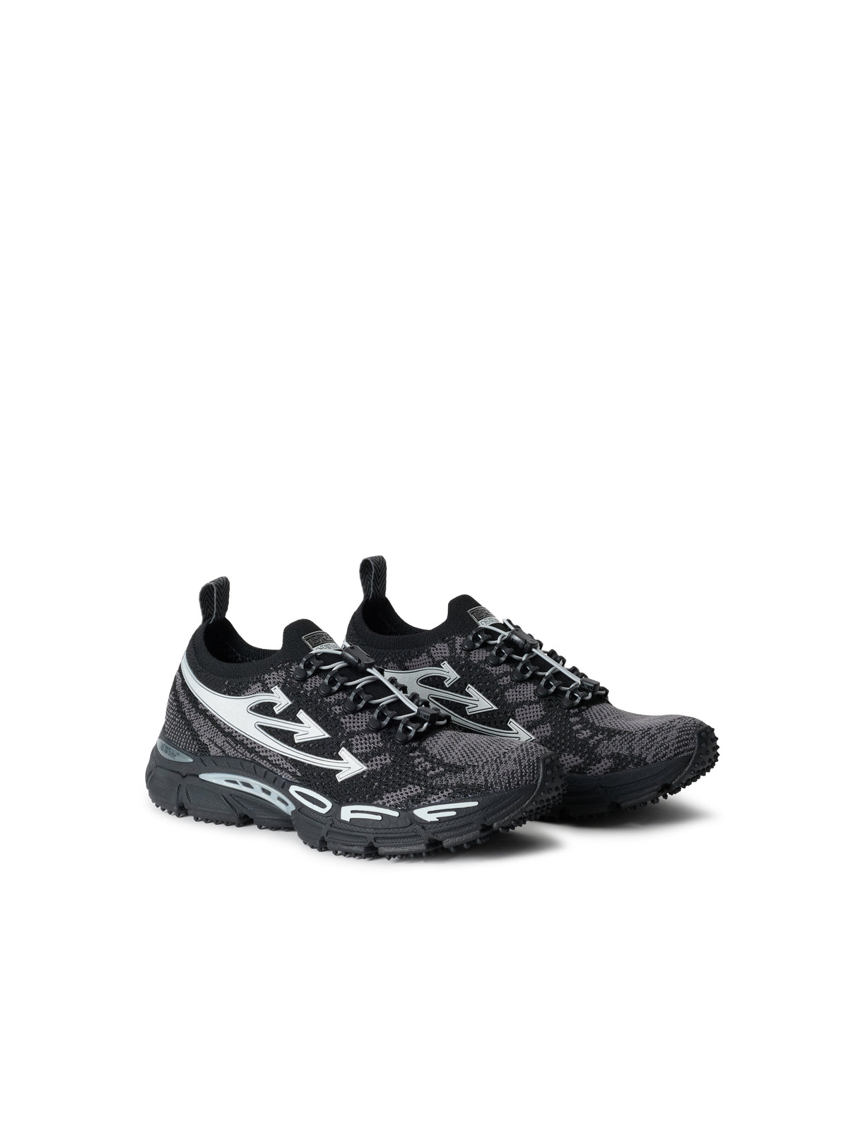 OFF WHITE Be Right Back Knit Sneakers BLACK/SILVER OF06208001