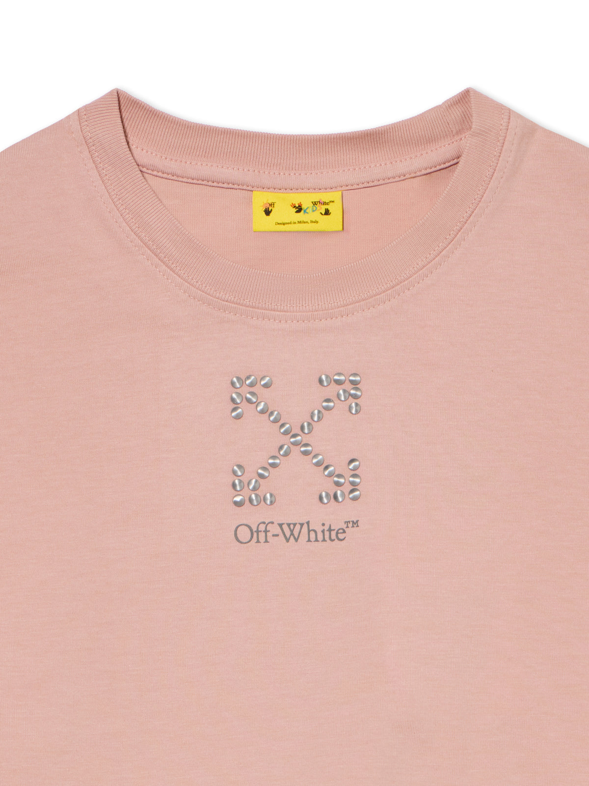 OFF WHITE Arrow Studs Boxy T-Shirt ROSE PINK - DARK GREY OGAA019F25JER002