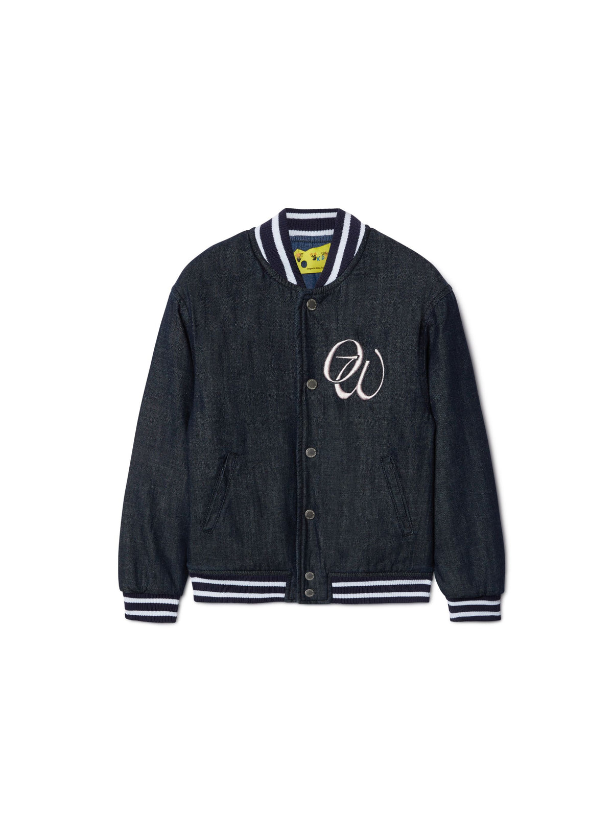 Script Type Denim Varsity