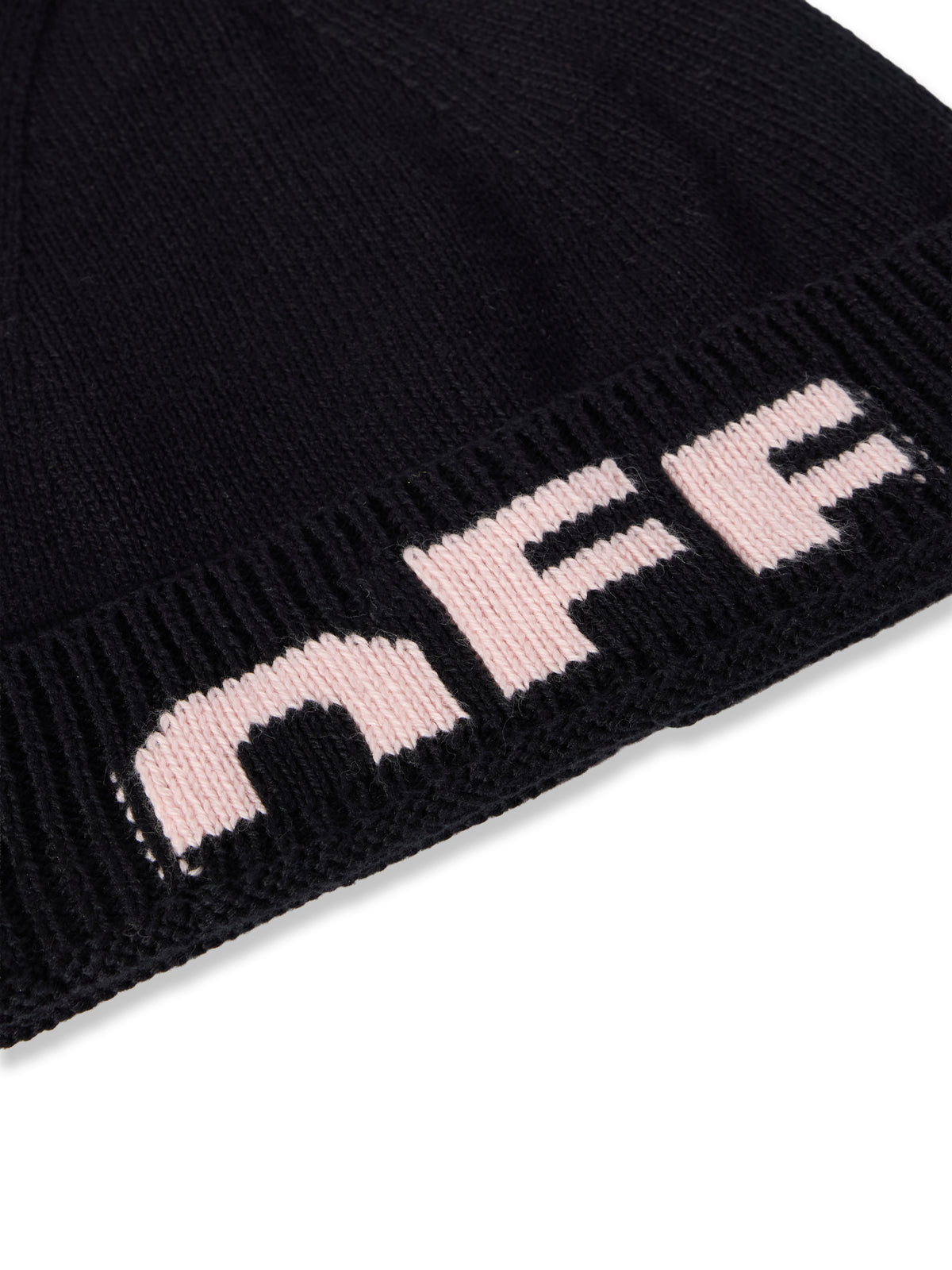 OFF WHITE Type Logo Beanie BLACK - SOFT PINK OGLC001F25KNI002