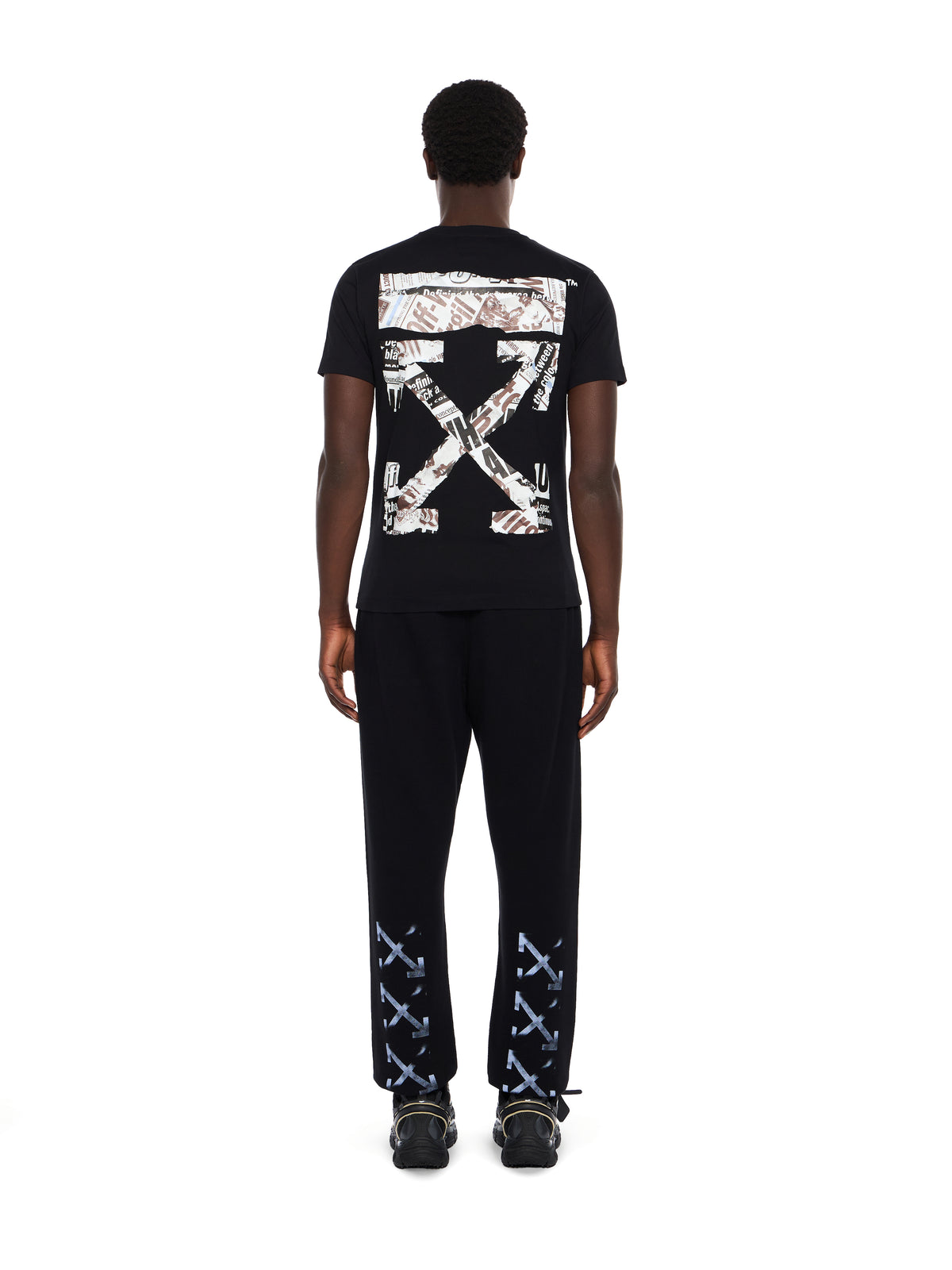 OFF WHITE Newspaper Arrow Slim Logo Tee BLACK - WHITE OMAA027F25JER005