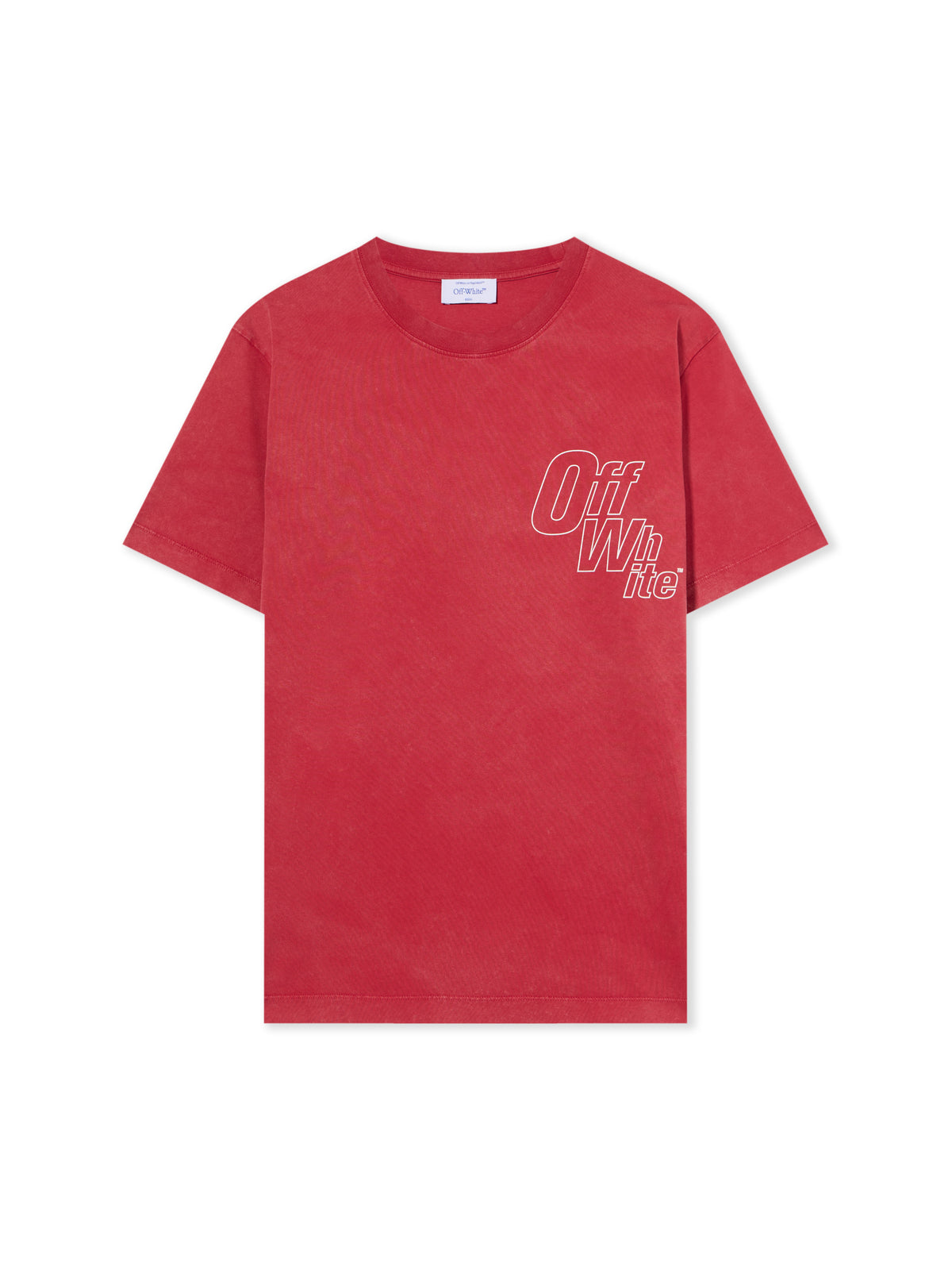 OFF WHITE Outline Arrow Logo Tee Shirt CORAL RED - WHITE OMAA027F25JER00D