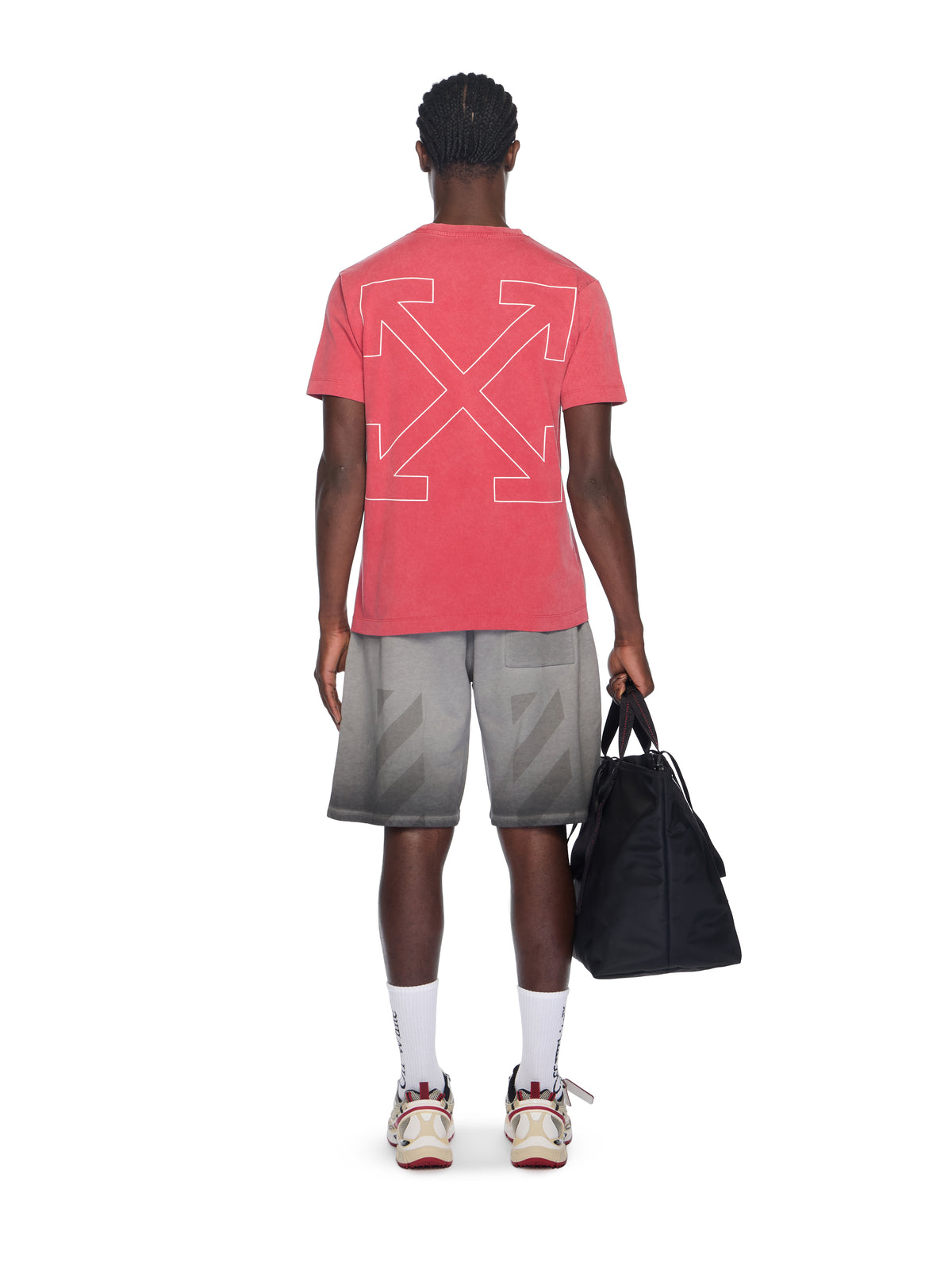 OFF WHITE Outline Arrow Logo Tee Shirt CORAL RED - WHITE OMAA027F25JER00D