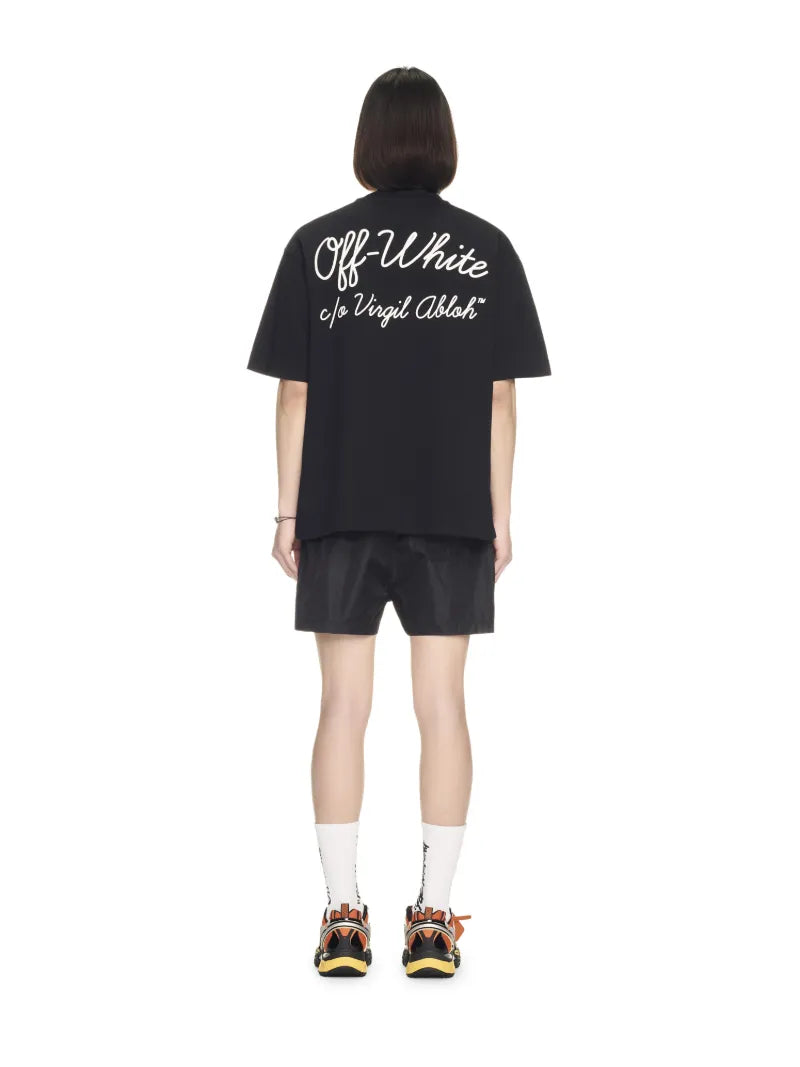 OFF WHITE SCRIPT SKATE S/S TEE BLACK OMAA120C99JER00D