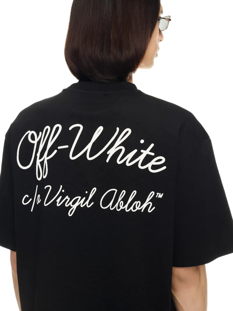 OFF WHITE SCRIPT SKATE S/S TEE BLACK OMAA120C99JER00D