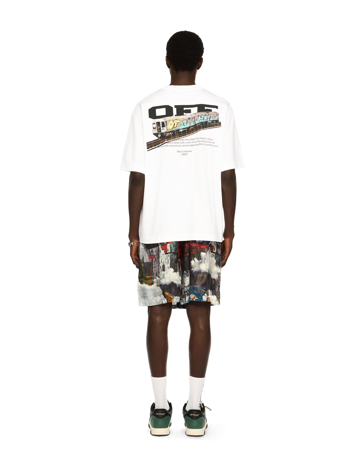 OFF WHITE Train Off Skate Logo Tee WHITE - BLACK OMAA120F25JER004