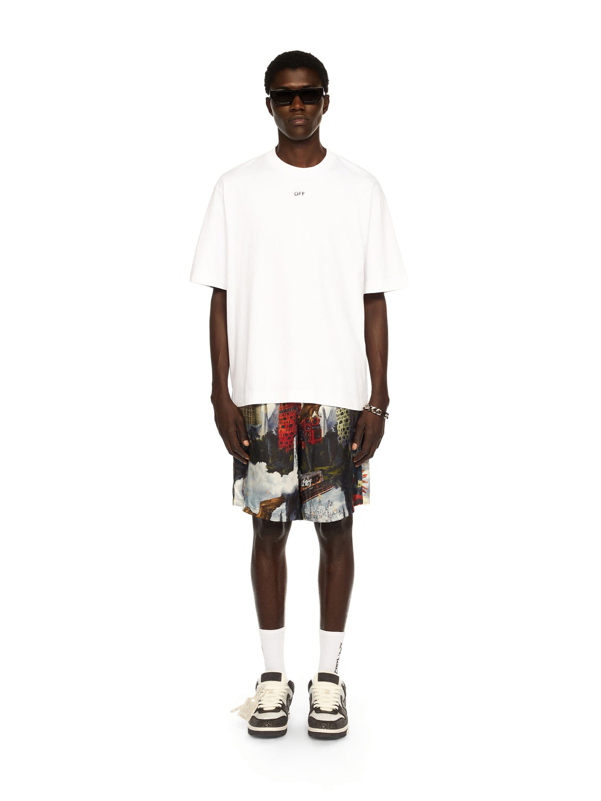 OFF WHITE Thinkman Arrow Skate Logo Tee WHITE - BLACK OMAA120F25JER008