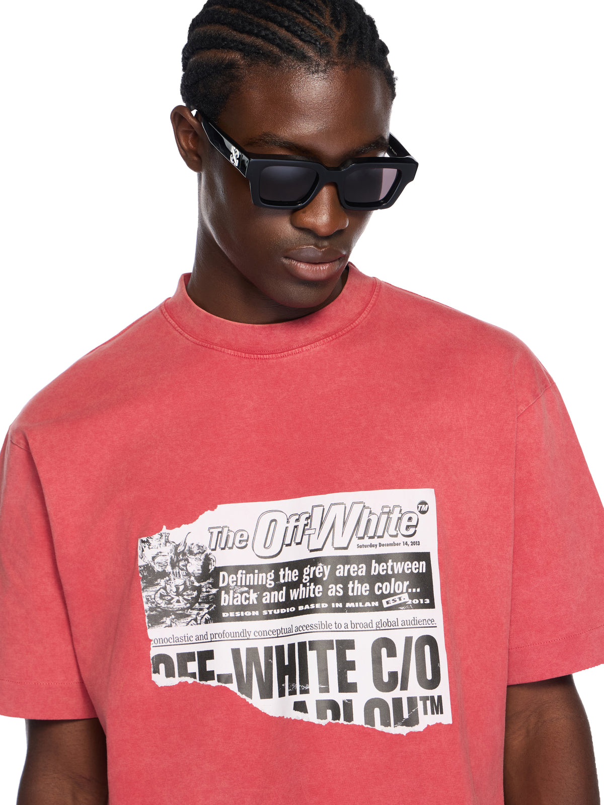 OFF WHITE News Outl Arrow Skate Logo Tee VINTAGE CHILI PEPPER - WHITE OMAA120F25JER009