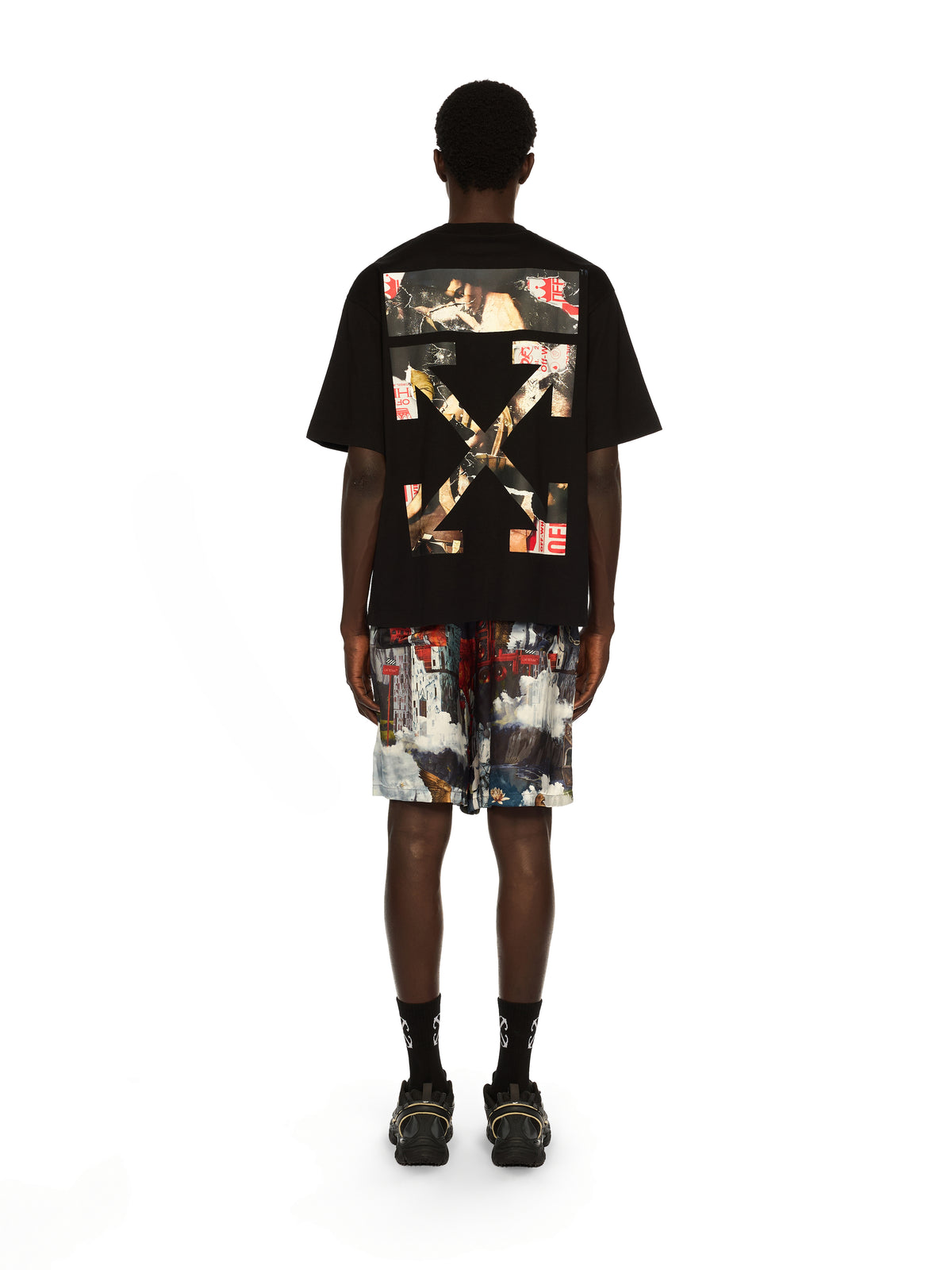 OFF WHITE Paint Arrow Skate Logo Tee BLACK - WHITE OMAA120F25JER00U
