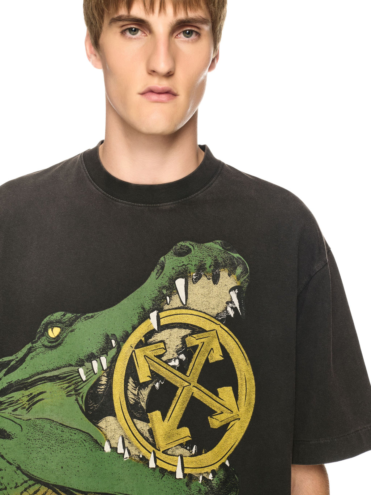 OFF WHITE Big Croco Skate S/S Tee BLACK OMAA120S25JER006