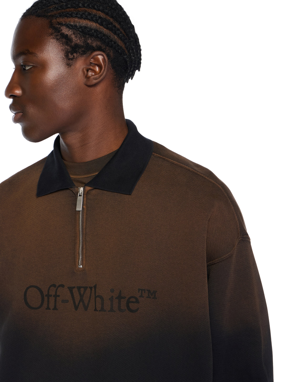 OFF WHITE Gradient Fleece Polo Shirt DIRTY BLACK - DIRTY BLACK OMAD00NF25FLE007