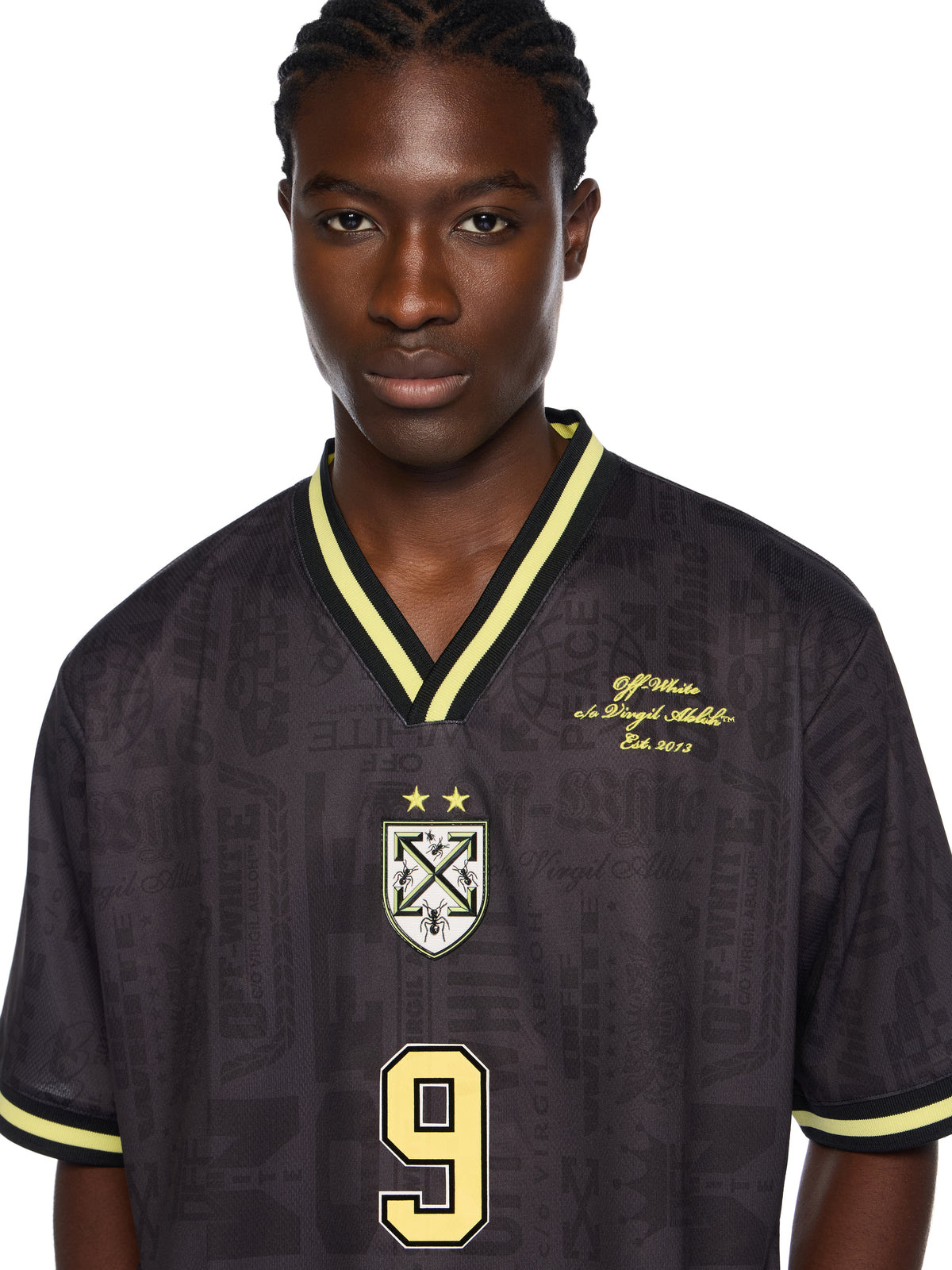 OFF WHITE Multilogo Soccer Tee BLACK - BLACK OMAD00SF25JER002