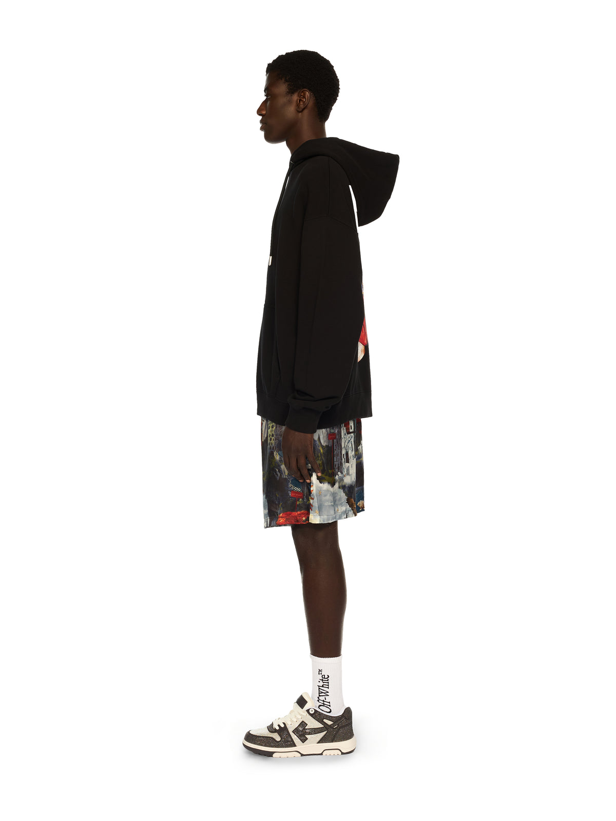 OFF WHITE Thinkman Arrow Skate Hoodie BLACK - WHITE OMBB085F25FLE00C