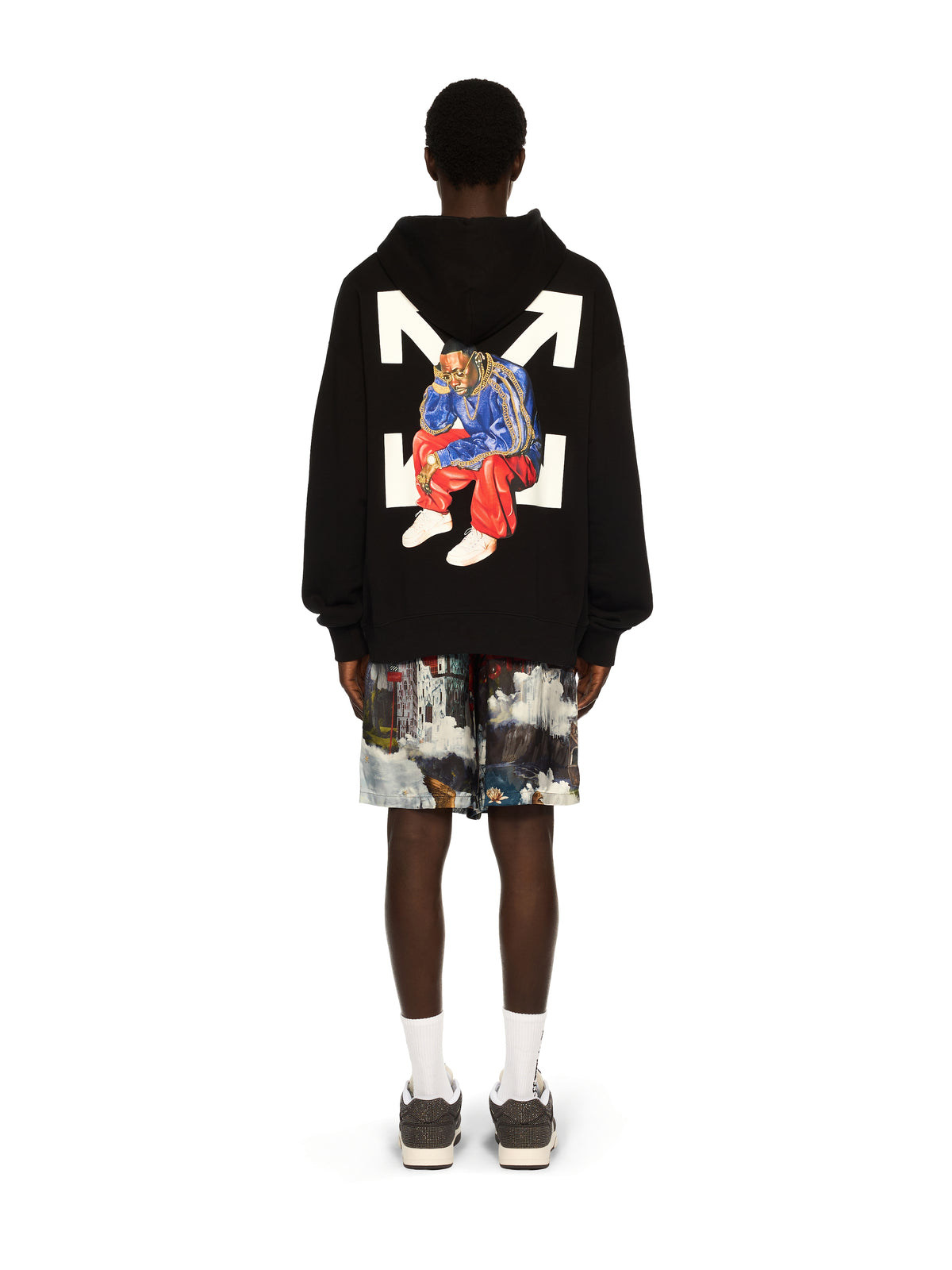 OFF WHITE Thinkman Arrow Skate Hoodie BLACK - WHITE OMBB085F25FLE00C