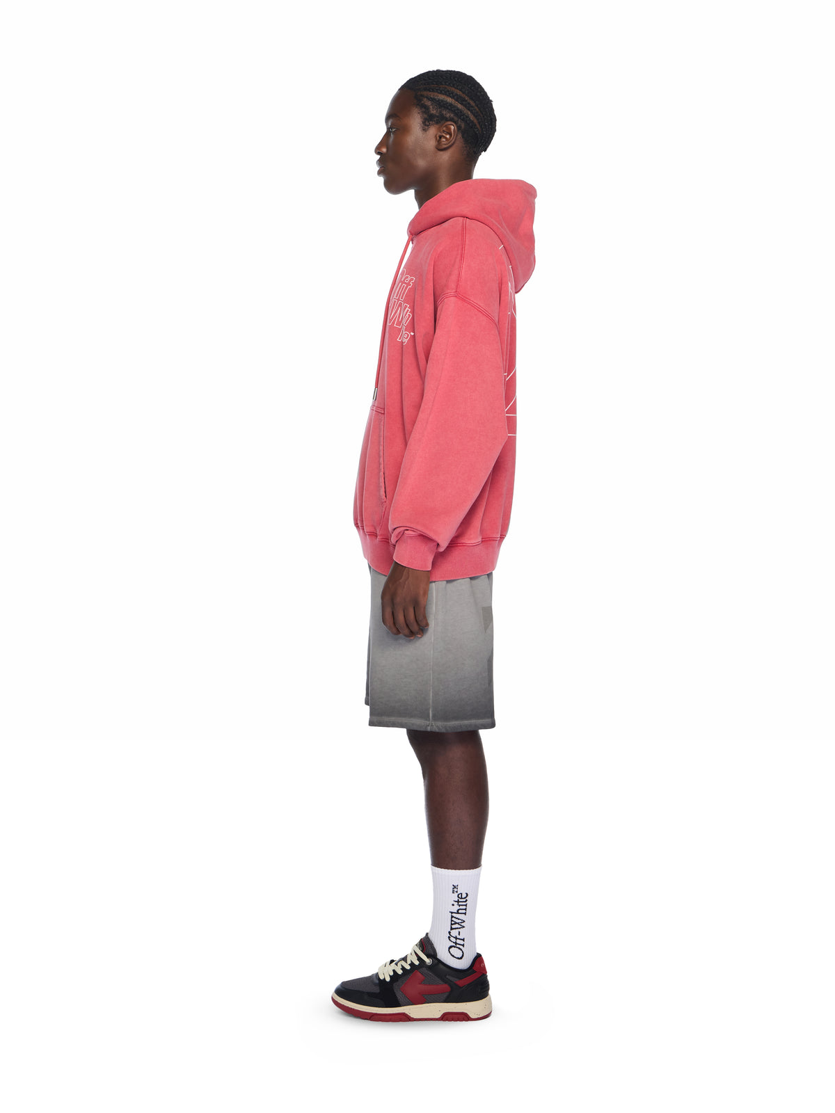 OFF WHITE Outline Arrow Skate Hoodie VINTAGE CHILI PEPPER - WHITE OMBB085F25FLE00K