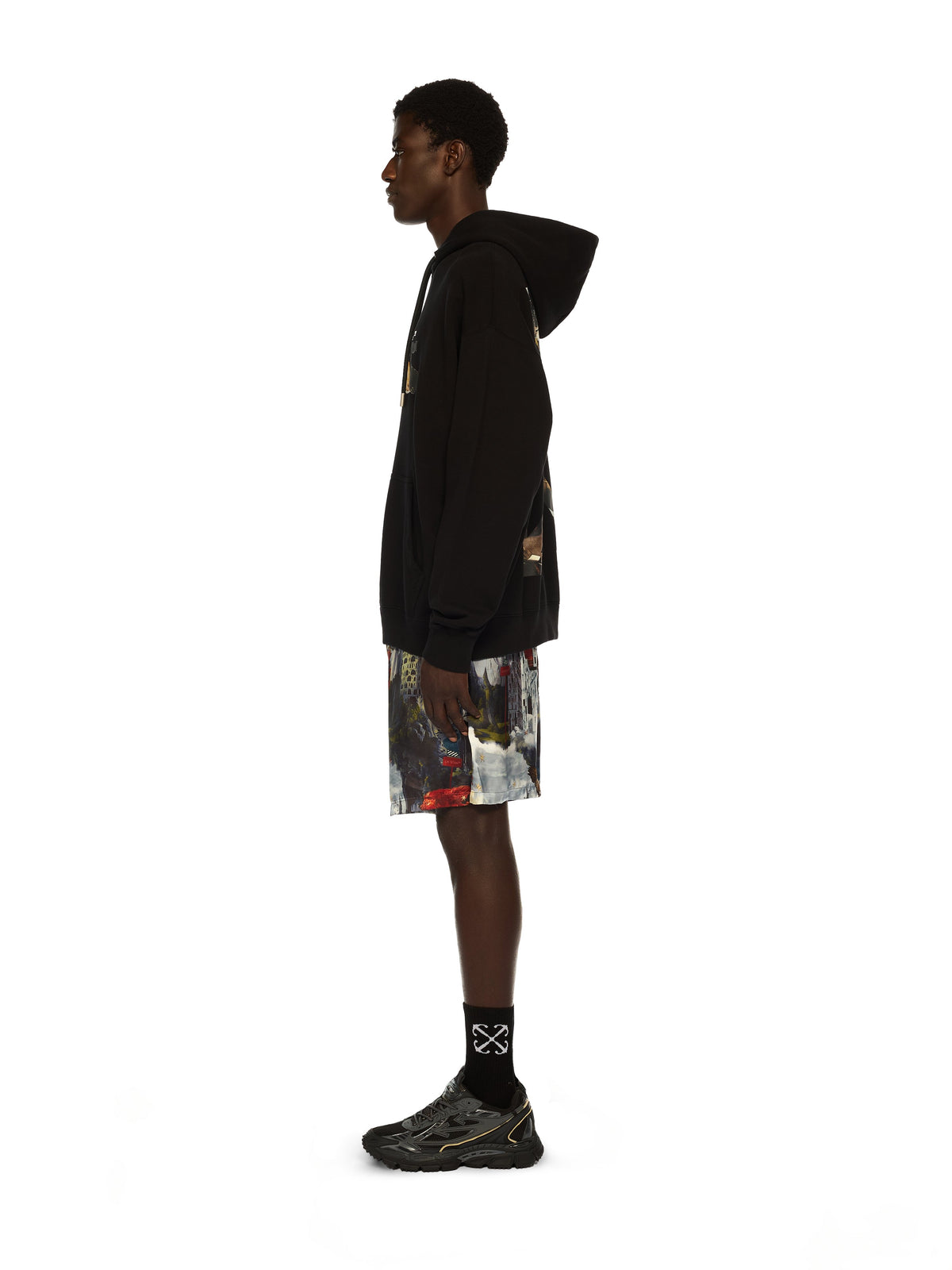 OFF WHITE Paint Arrow Skate Hoodie BLACK - WHITE OMBB085F25FLE010