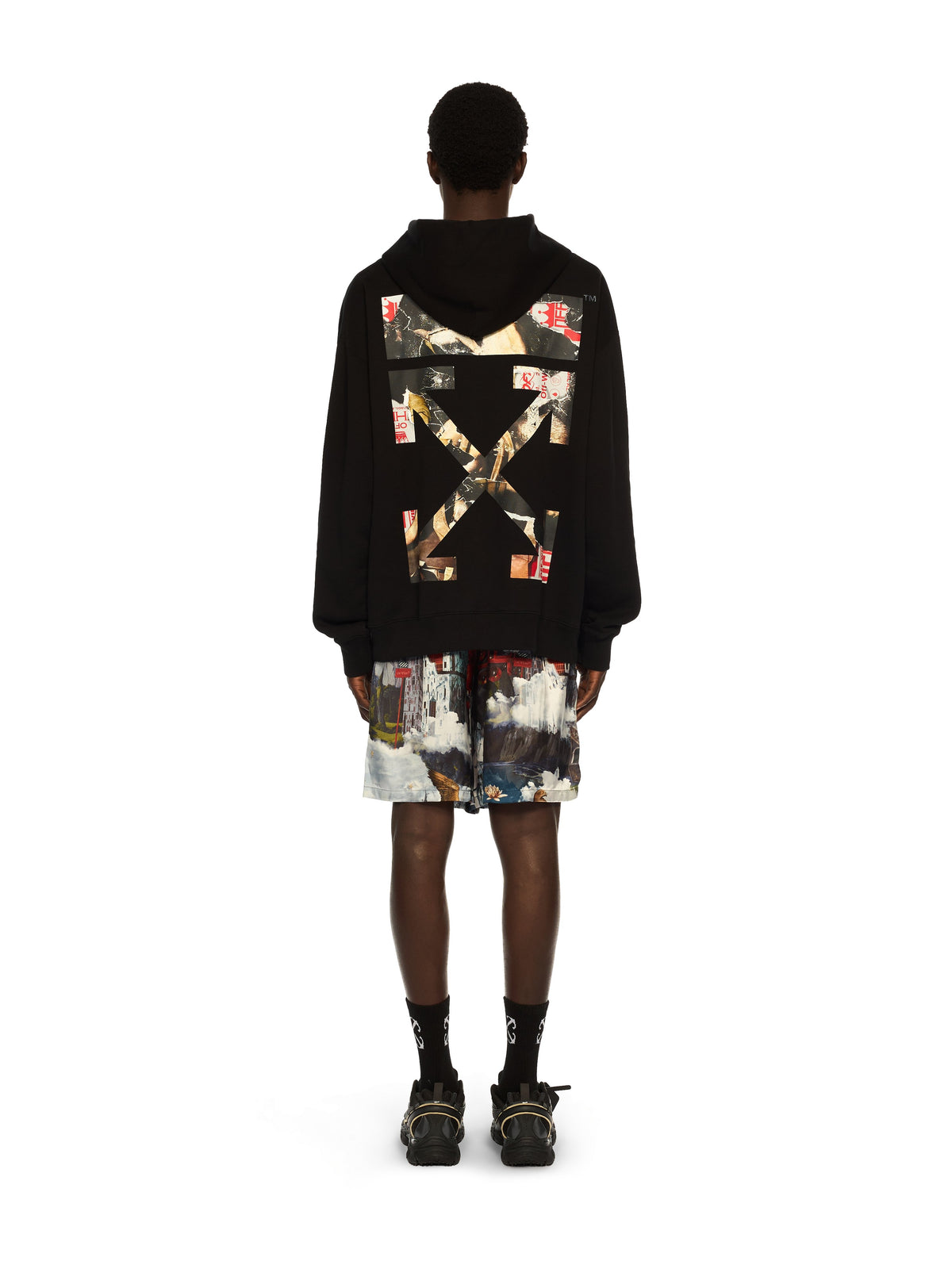 OFF WHITE Paint Arrow Skate Hoodie BLACK - WHITE OMBB085F25FLE010