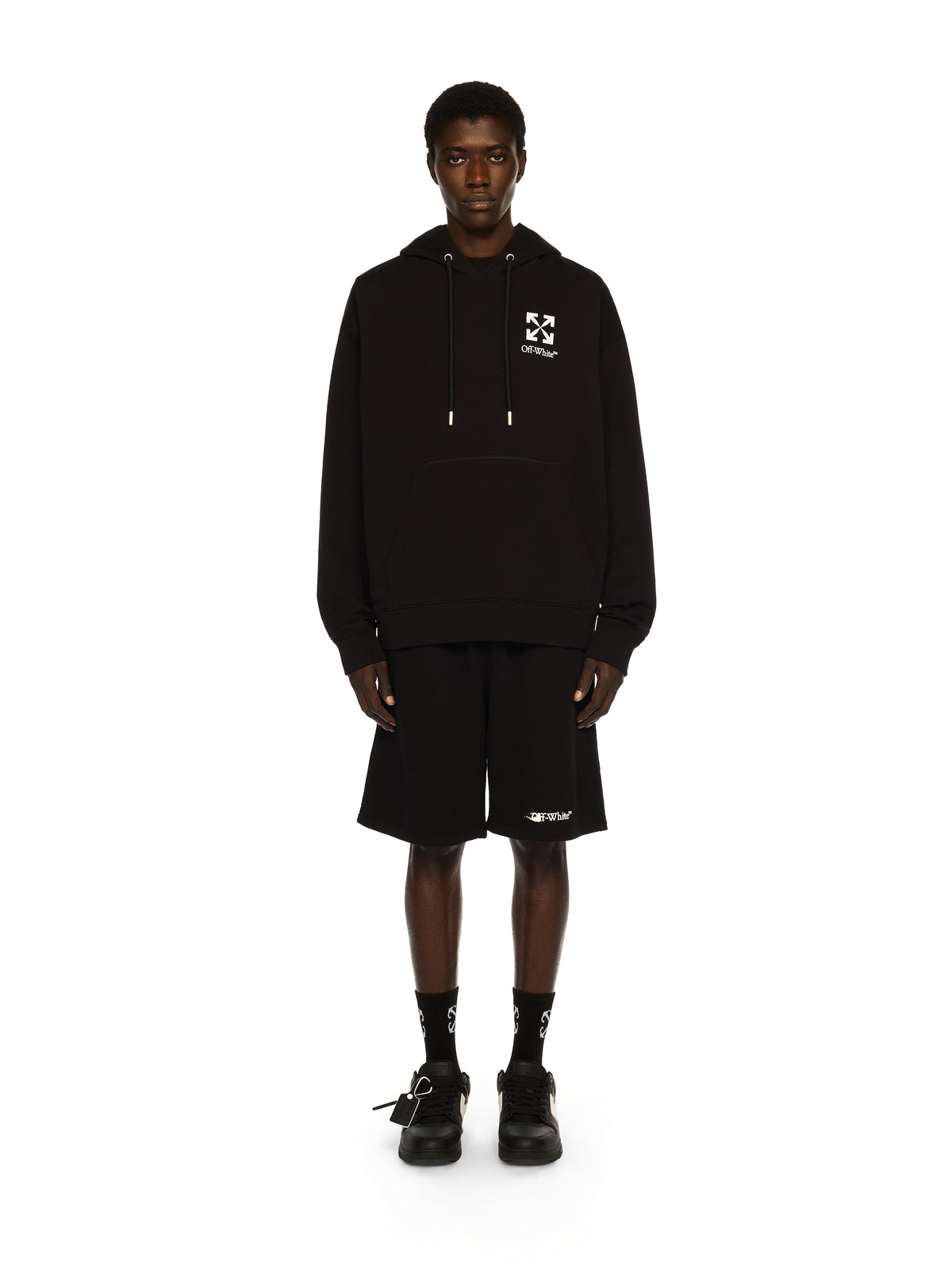 OFF WHITE Small Arrow Skate Hoodie BLACK - WHITE OMBB085F25FLE015