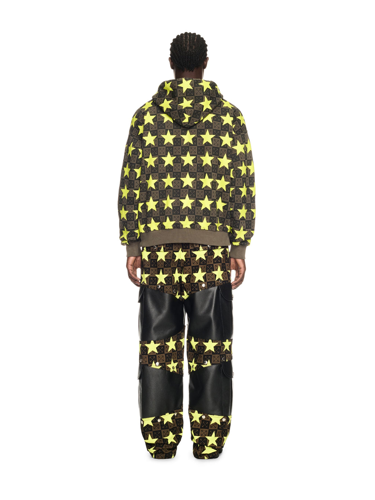 OFF WHITE Stars Ao Skate Hoodie GREEN OMBB085W24FLE005