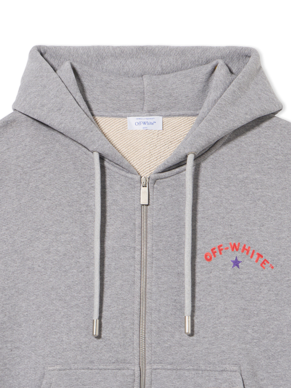 OFF WHITE Star Arrow Zip Skate Hoodie GREY MELANGE - BLACK OMBE015S25FLE002