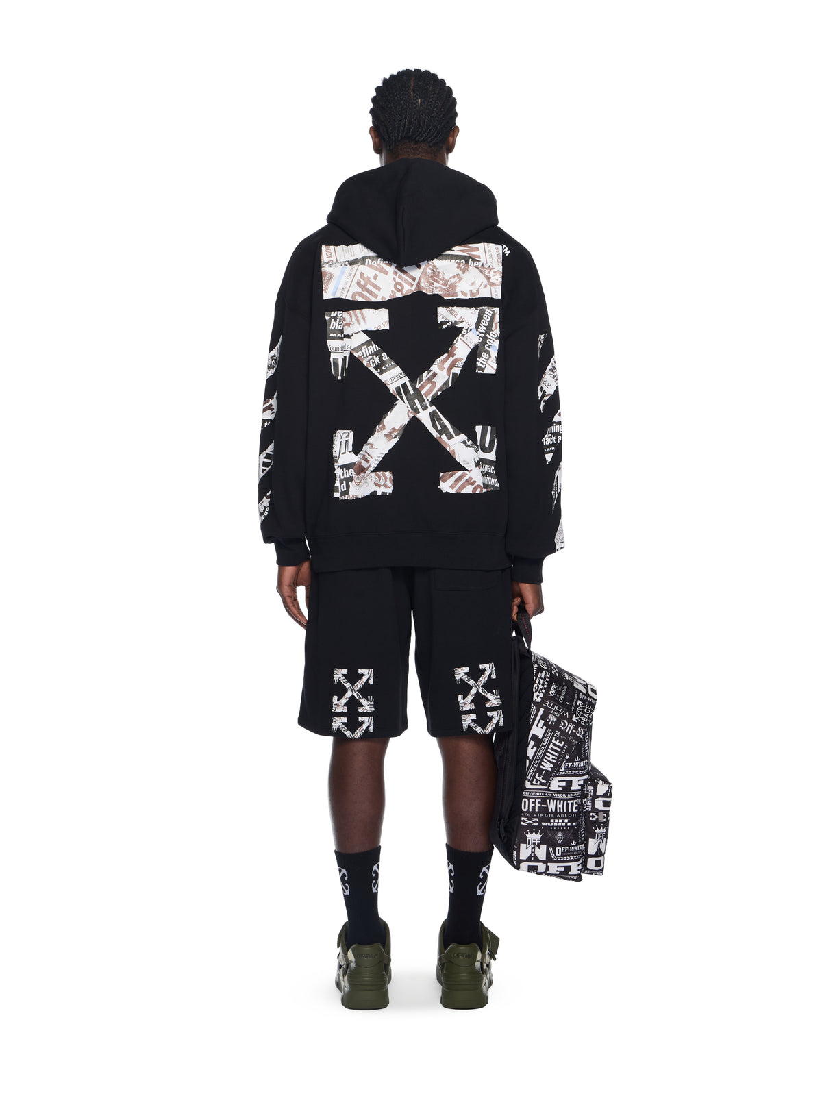 OFF WHITE Newspaper Arr Skate Sweatshorts BLACK - WHITE OMCI013F25FLE002