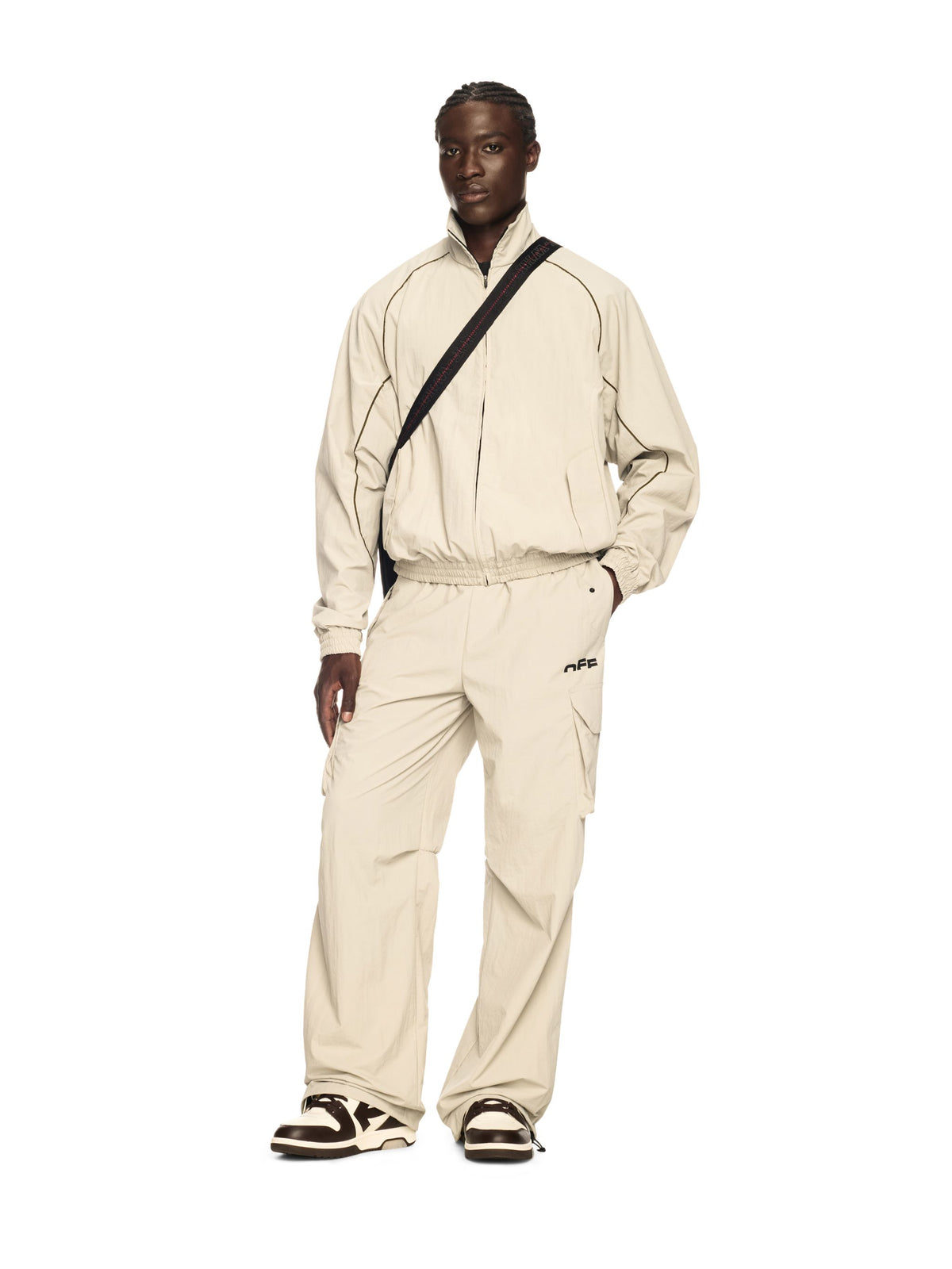 Gray Off Split Track Pants