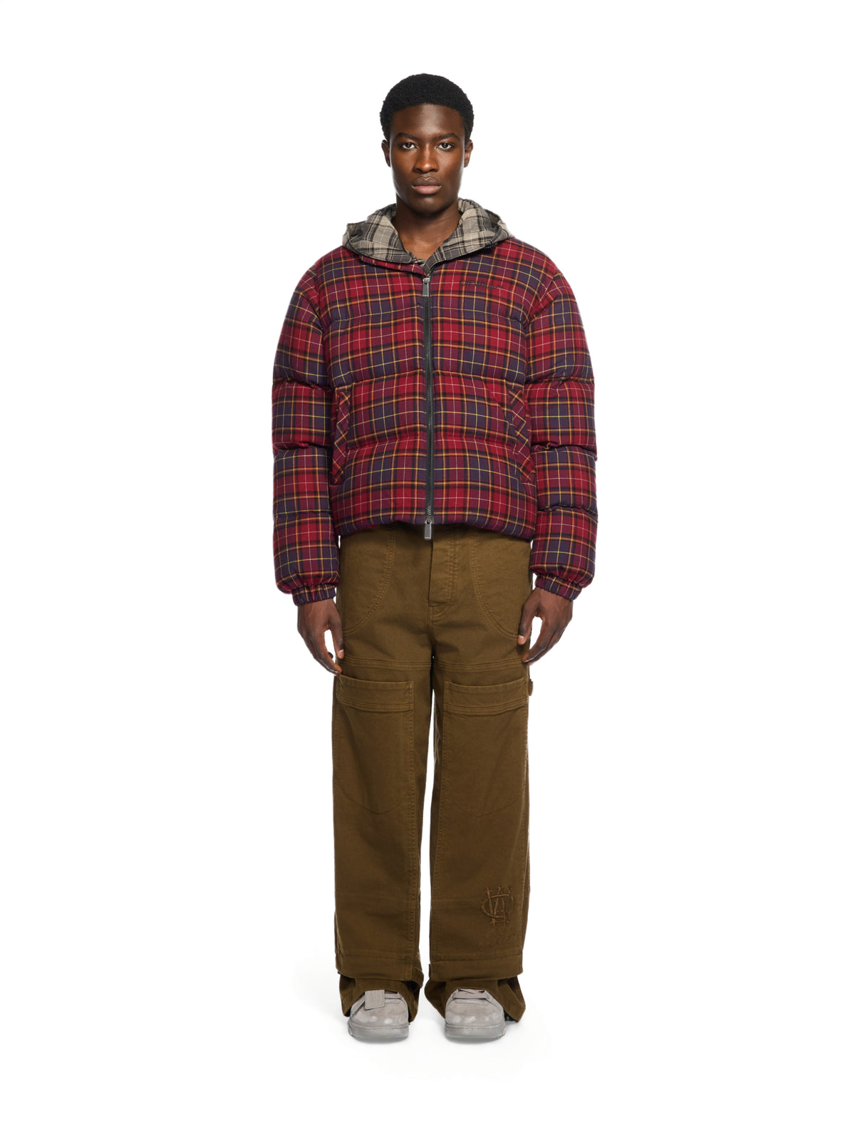 Spray Arrow Check Flannel Down Jacket