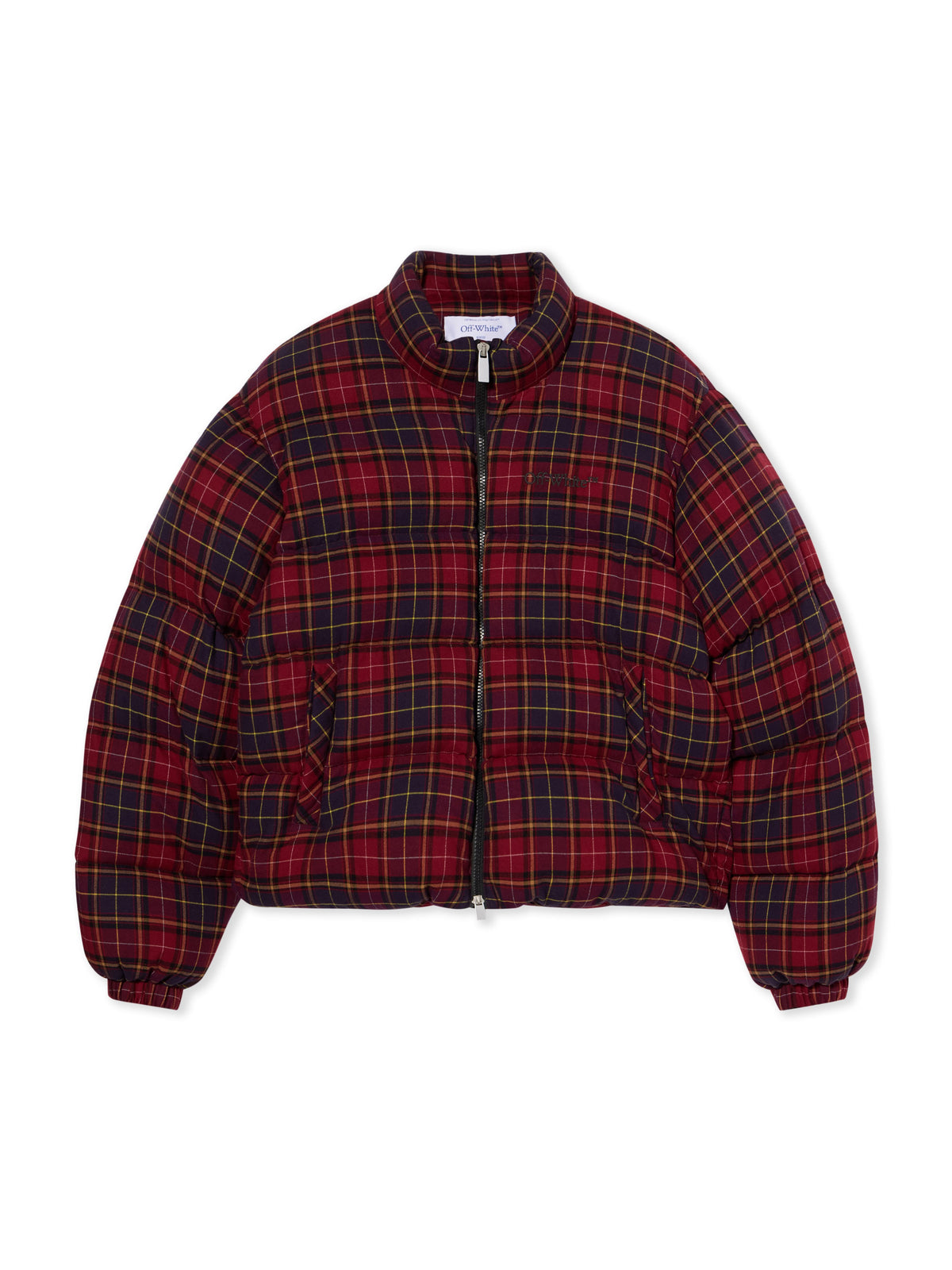 OFF WHITE Spray Arrow Check Flannel Down Jacket BORDEAUX/PURPLE-BLACK OMED065F25FAB001