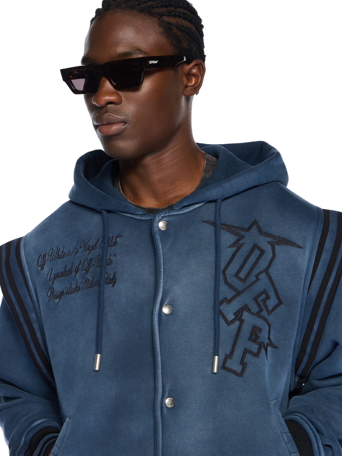 OFF WHITE Arrow Fleece Varsity Hoodie VINTAGE DARK SAPPHIRE - VINTAGE DARK SAP OMEK003F25FLE002