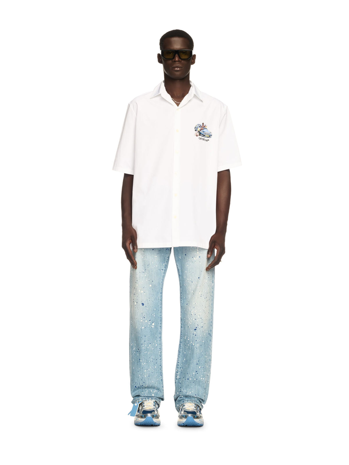 White Fresco Arrow Bowling Shirt