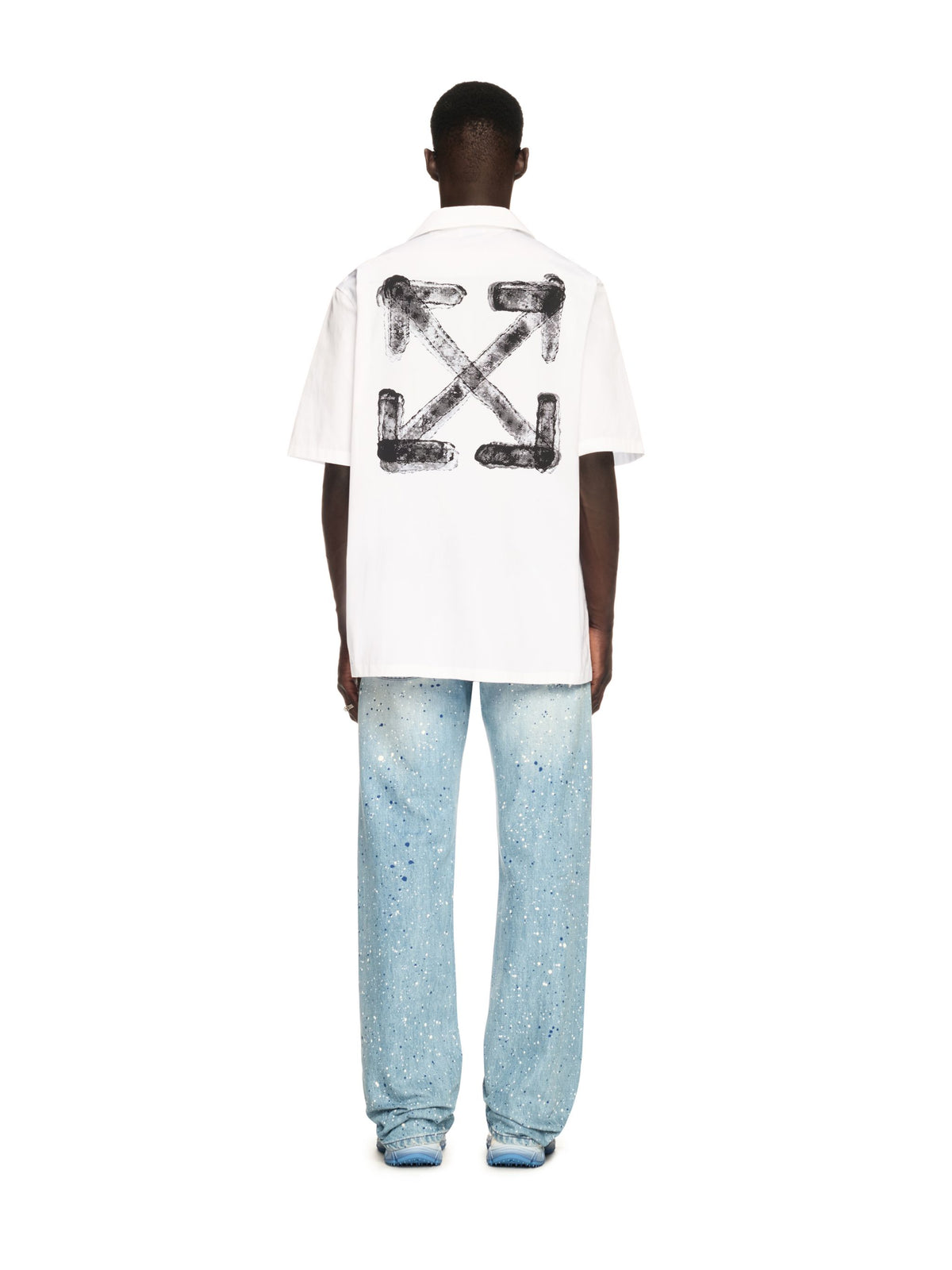 OFF WHITE White Spray Arrow Bowling Shirt WHITE OMGG013S25FAB00A