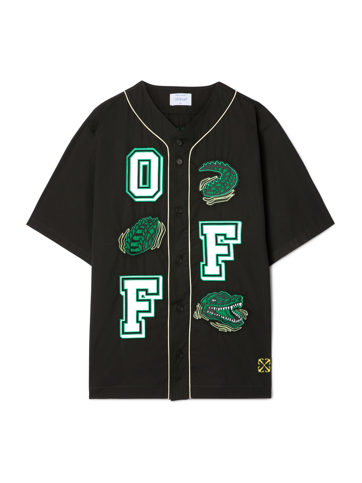 OFF WHITE Off Croco Popl Baseball Shirt BLACK OMGG014S25FAB002