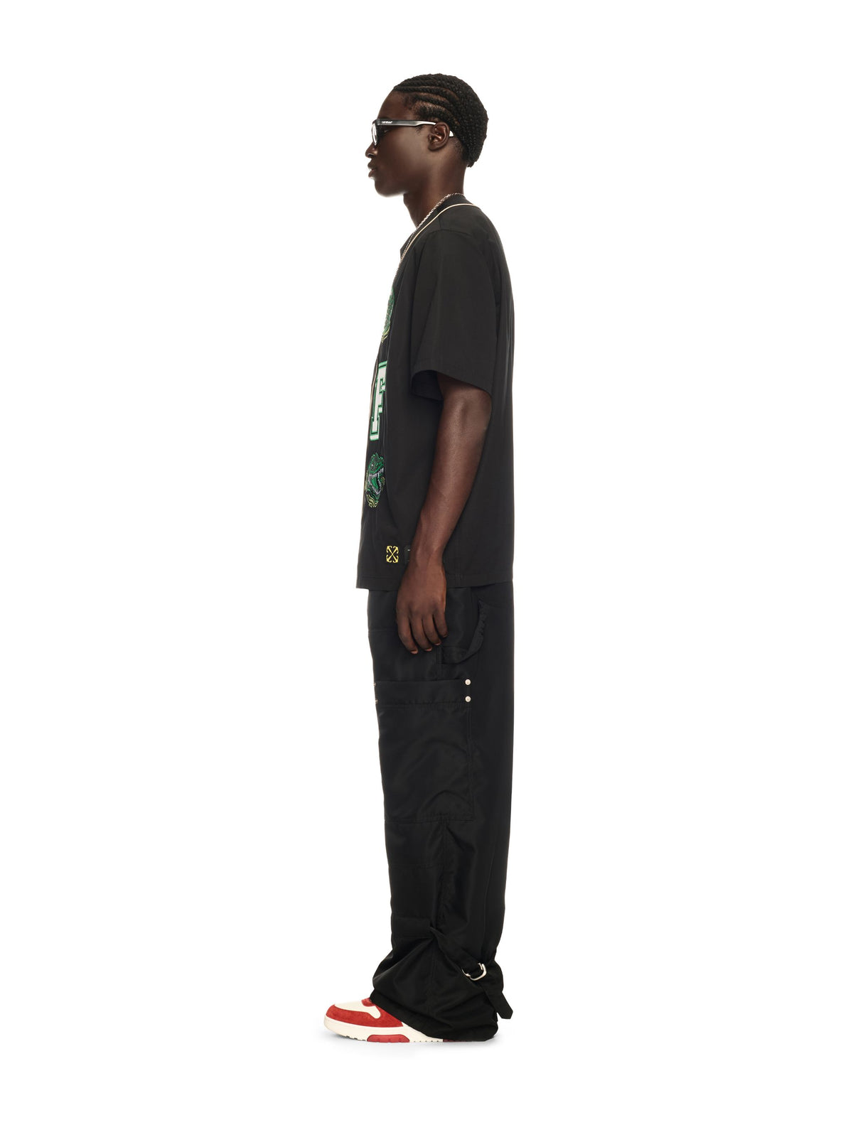 OFF WHITE Off Croco Popl Baseball Shirt BLACK OMGG014S25FAB002