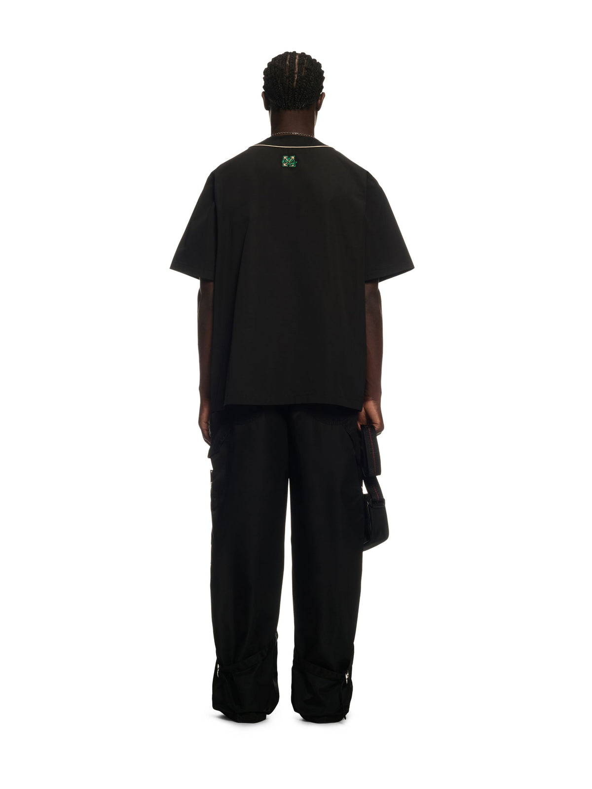 OFF WHITE Off Croco Popl Baseball Shirt BLACK OMGG014S25FAB002