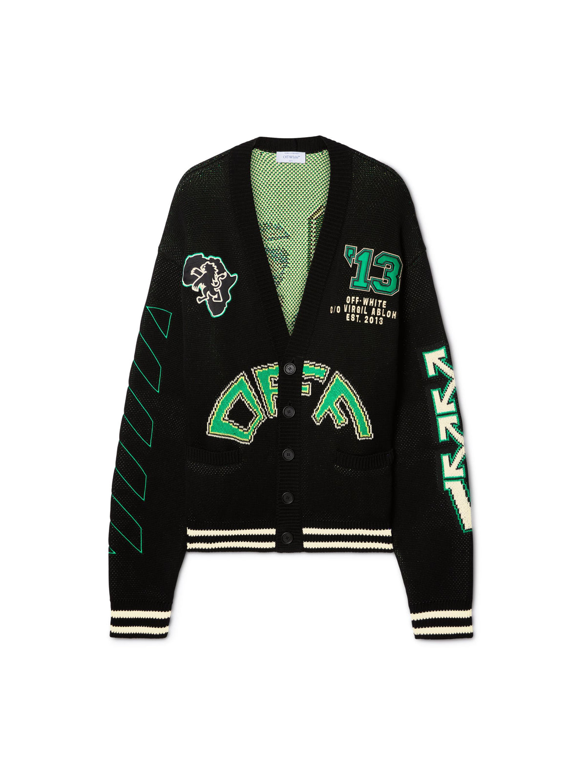 OFF WHITE OFF CROCO COT VARSITY KNIT CA BLACK OMHB019S25KNI002